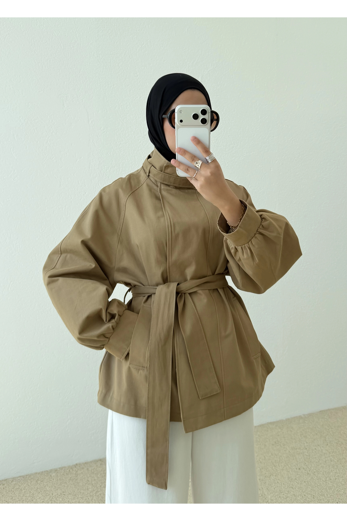 MODA AKSA 7757 WİA KŞKLI DİK YAKA CEKET CAMEL görsel 5