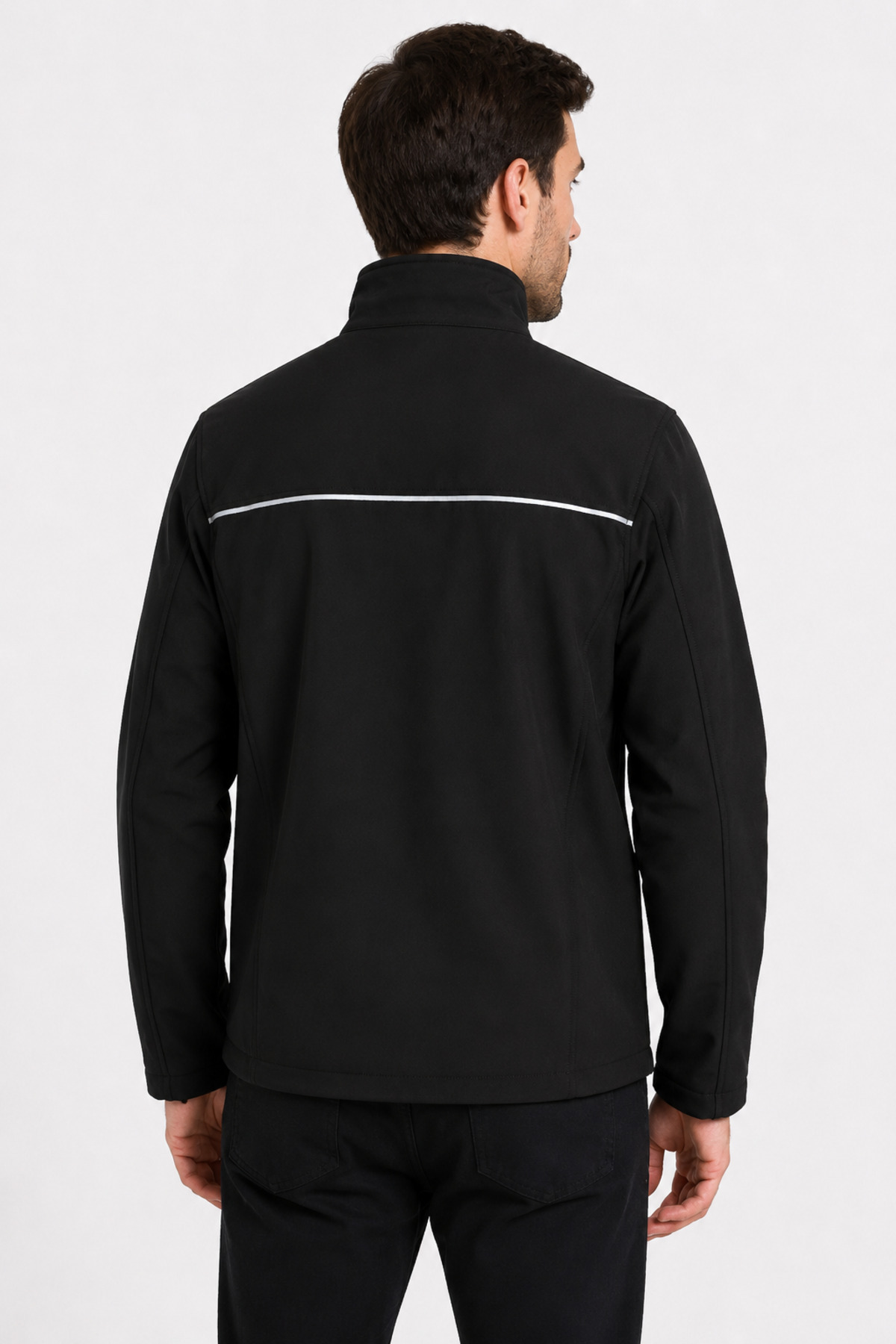Unisex Siyah Reflektör Şeritli Suya Dayanıklı Softshell İş Montu Siyah · Fotoğraf 3