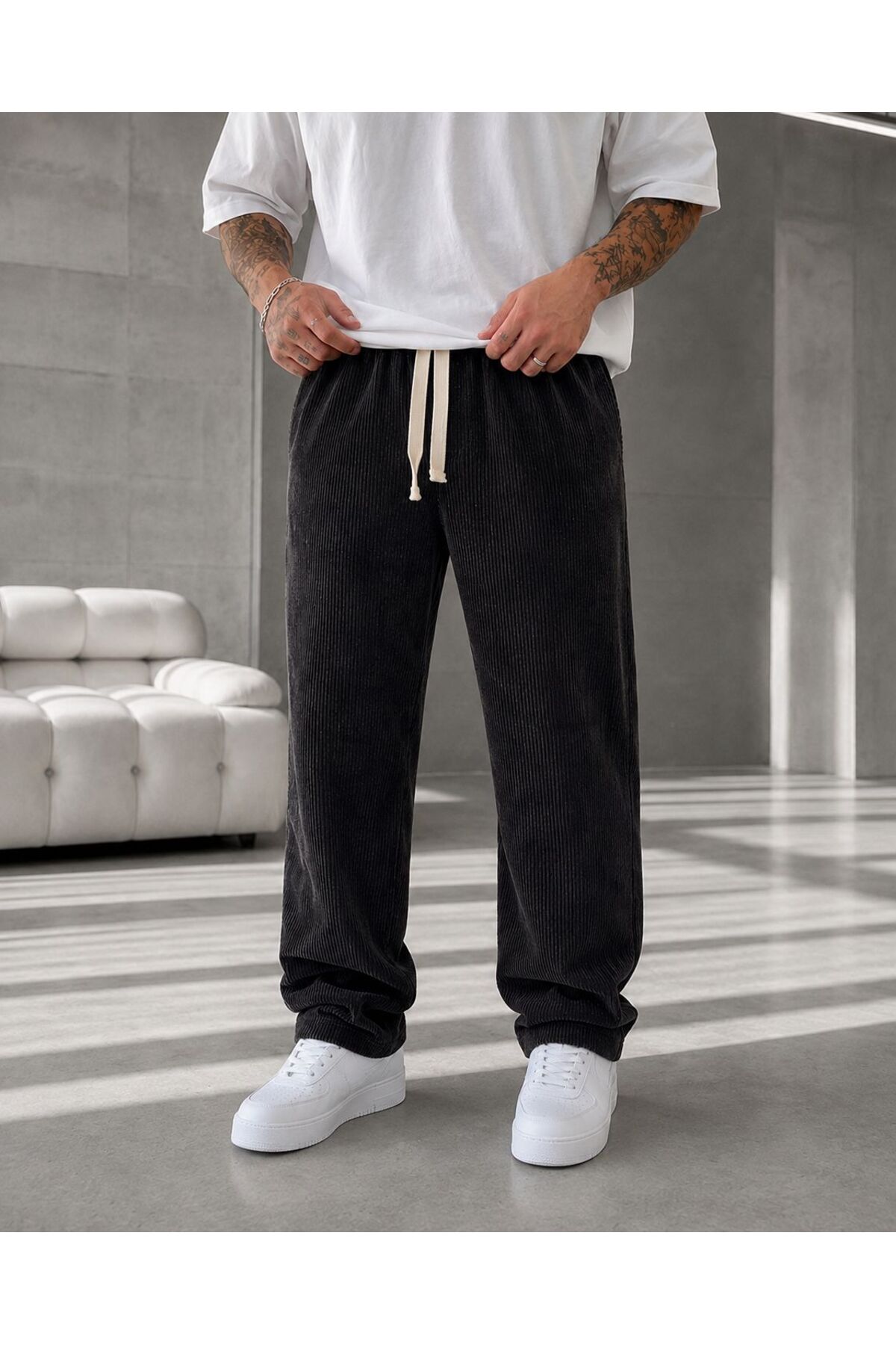 Kadife Baggy Pantolon — مشکی KADİFEPANTOLON123 — تصویر 2 از 4