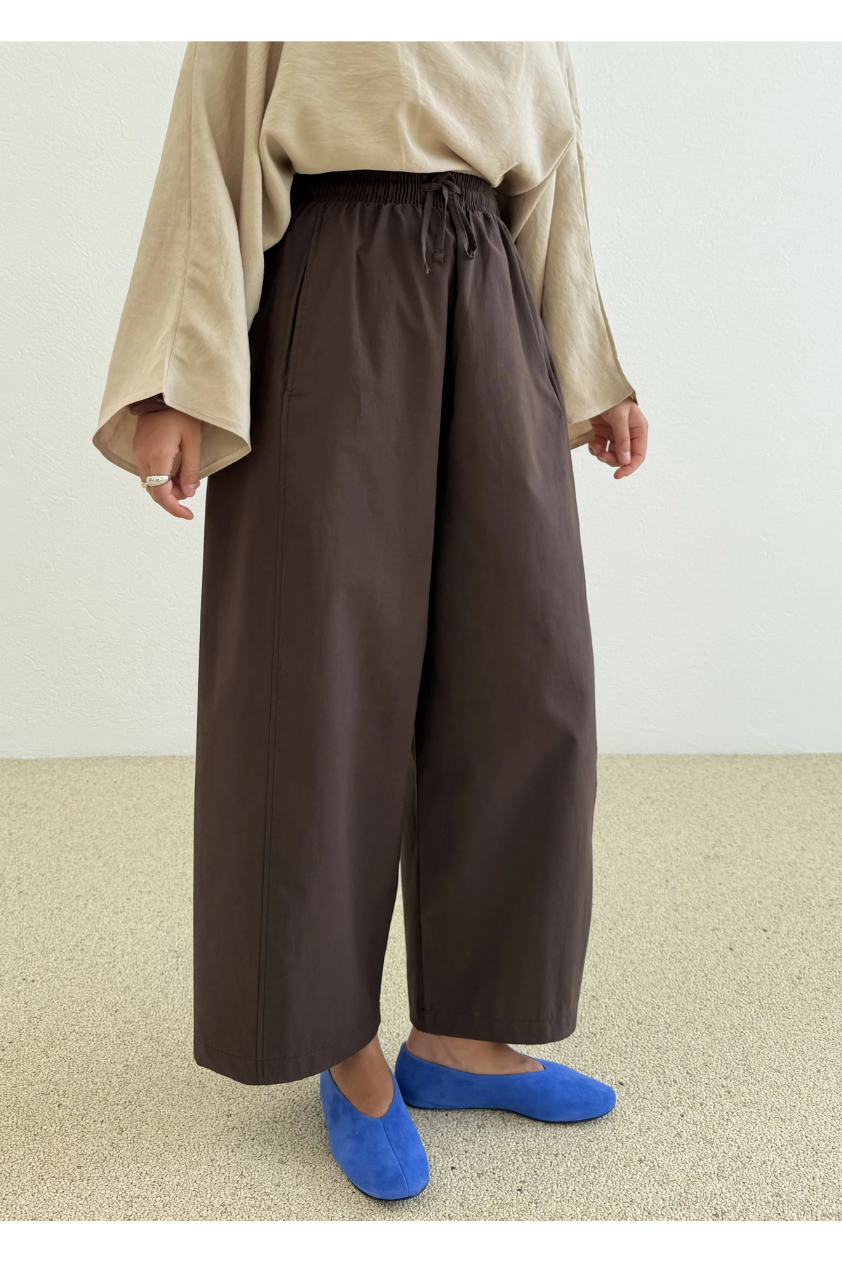 MODA AKSA Chino Dikişli Palon Pantolon Kahve görsel 3