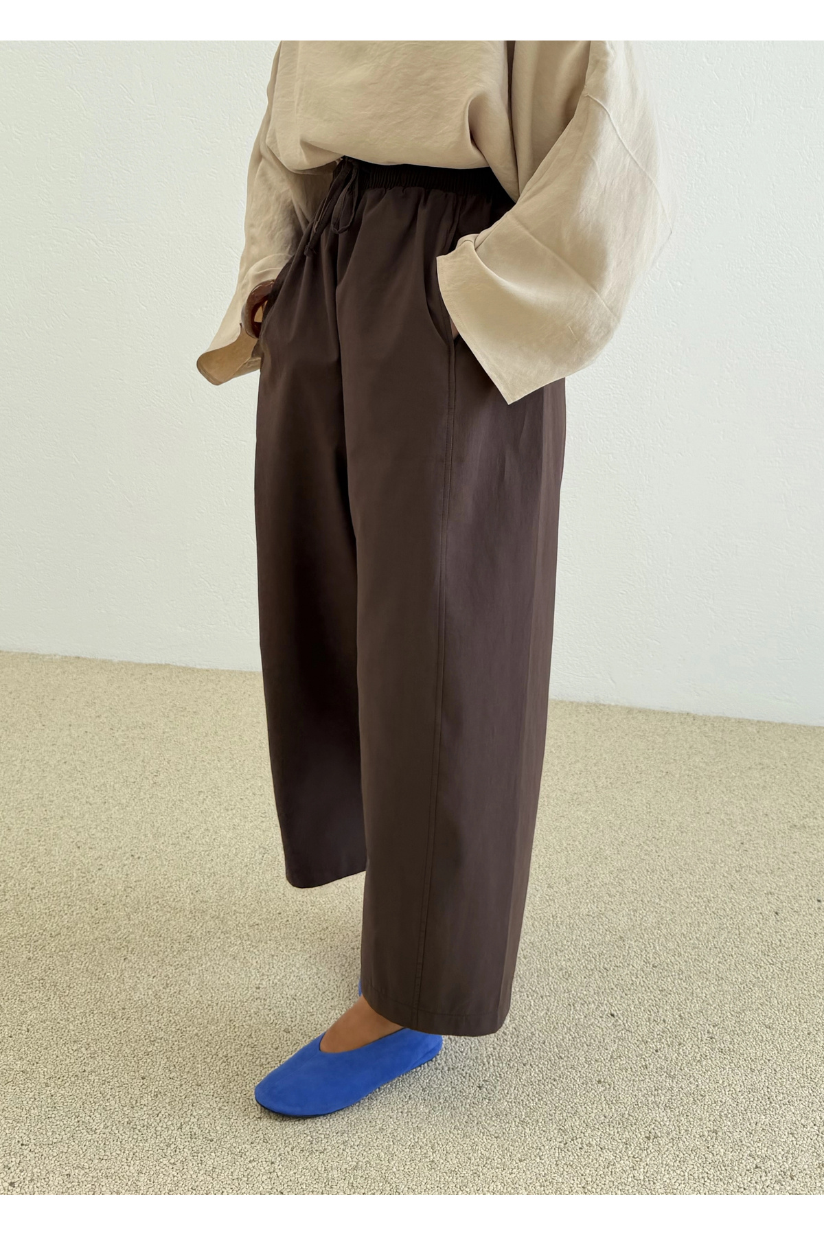 MODA AKSA Chino Dikişli Palon Pantolon Kahve görsel 4