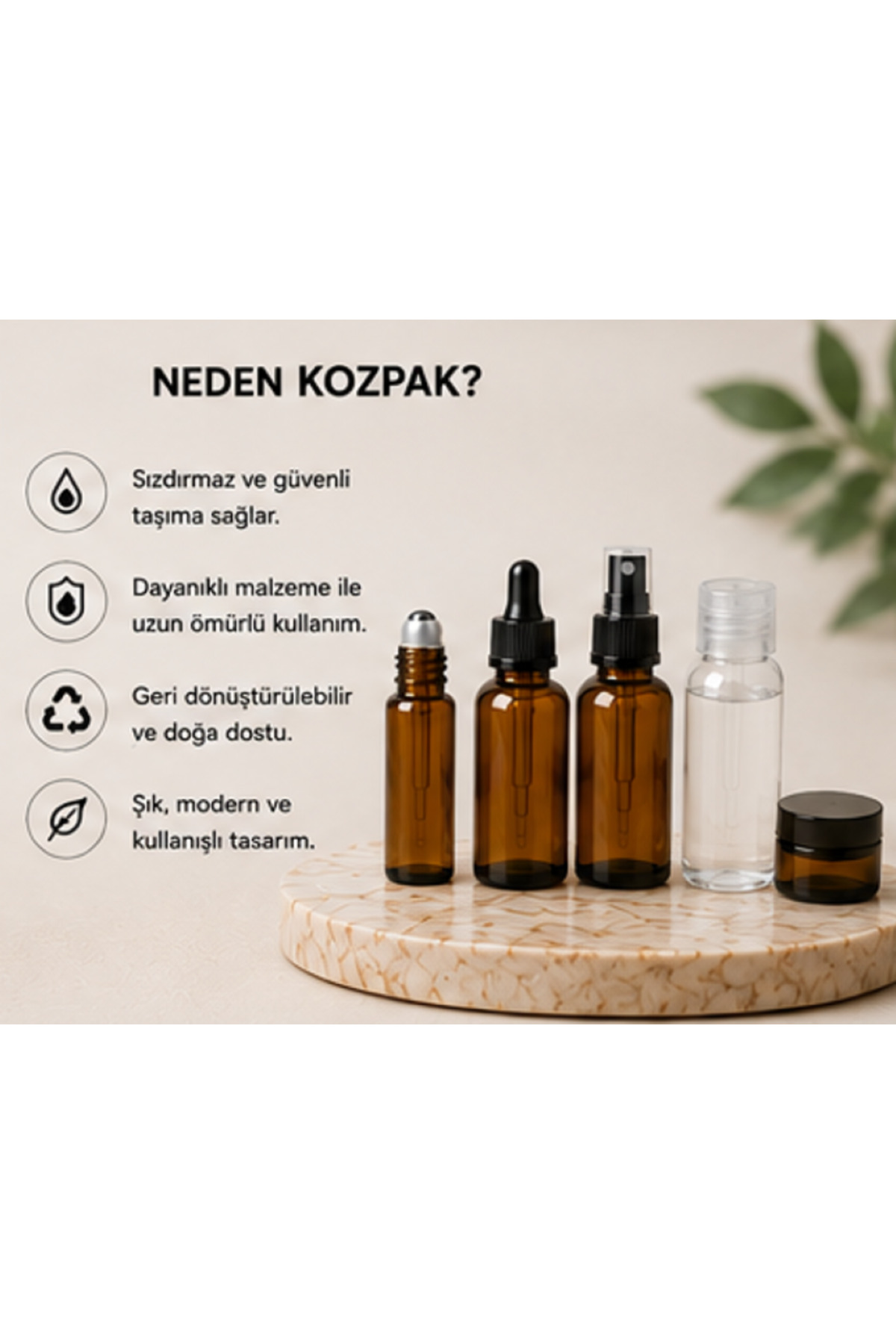 5'li Travel Beauty Set – Parfüm Serum Tonik Şampuan ve Krem İçin Seyahat Boyu Şişe Seti — TS12345-13331AAACA — تصویر 4 از 4