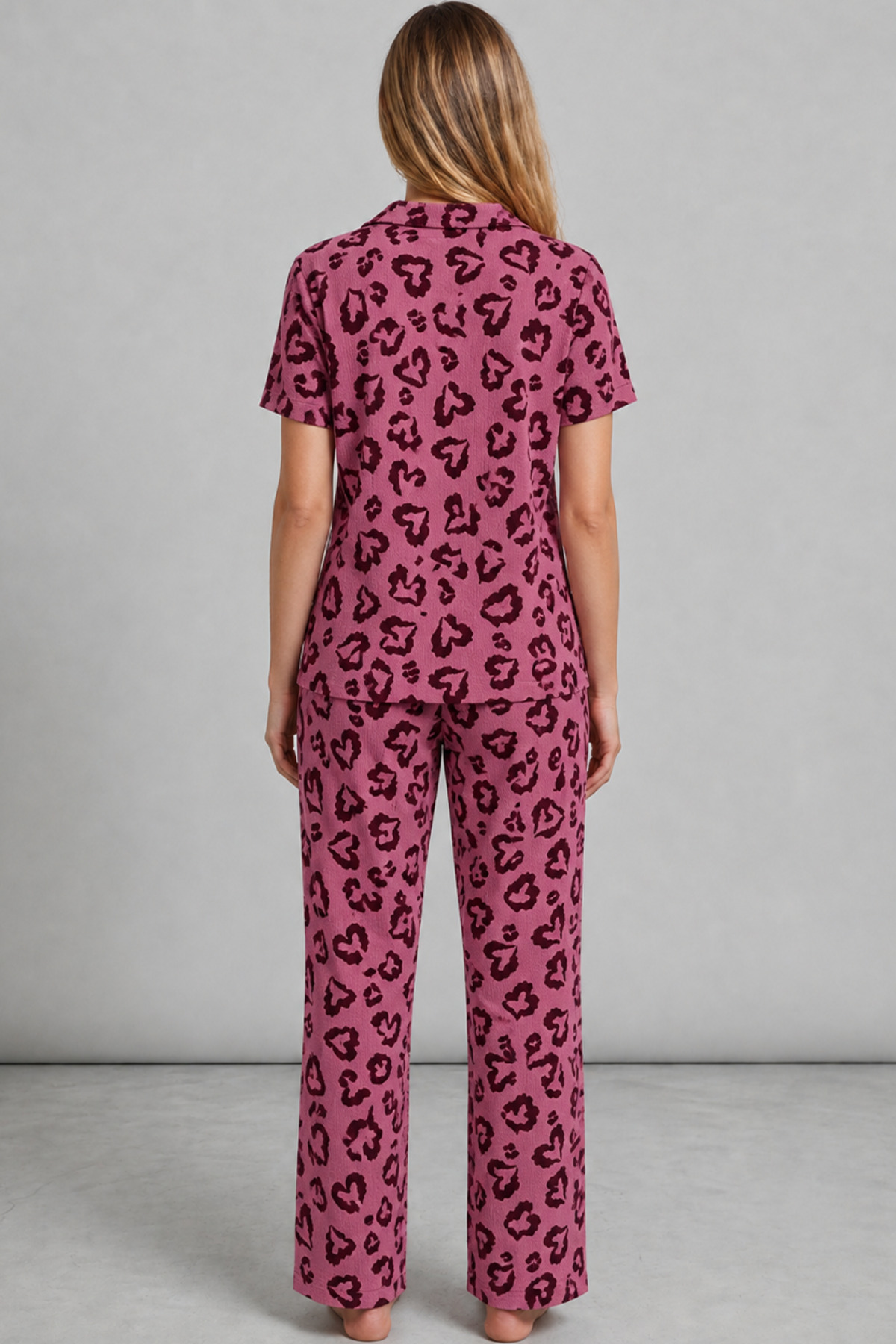 FİT WOMEN Kadın Kısa Kollu Rahat Mor Pijama Takımı 4734 görsel 2
