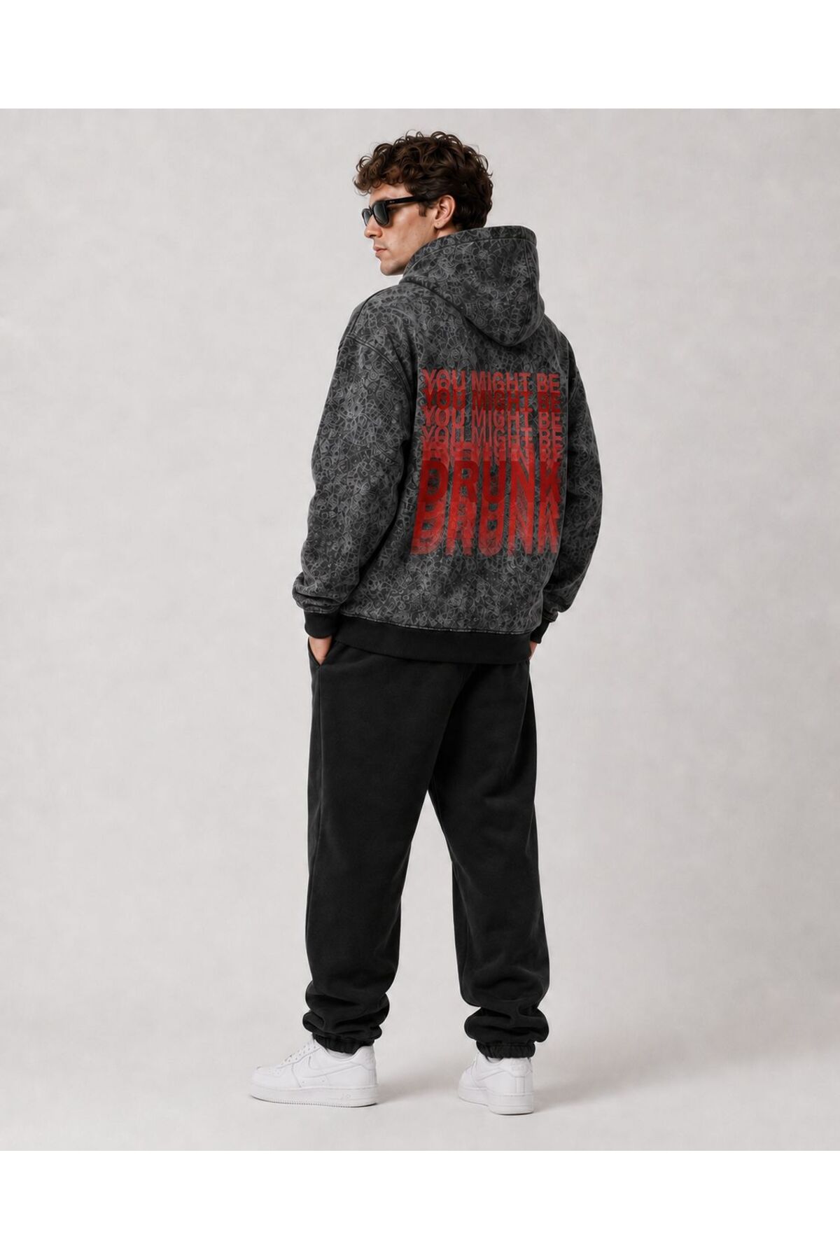 PENTHİLUS Unisex Oversize Batik Desenli Kapüşonlu 3 İplik Kışlık Hoodie görsel 2