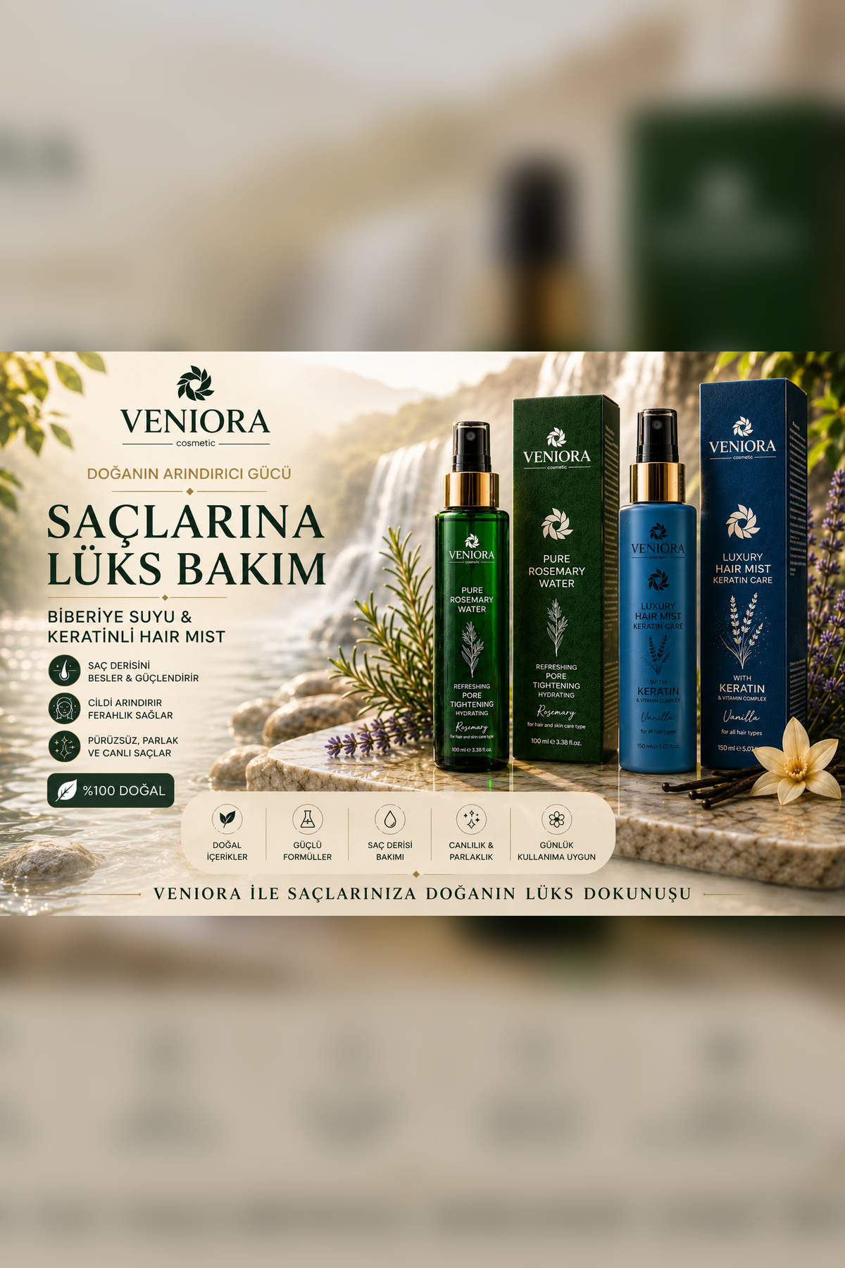 Veniora Biberiye Suyu & Keratin Hair Mist Saç Bakım Seti 100 ml + 150 ml — BBRY-HAIR-SET