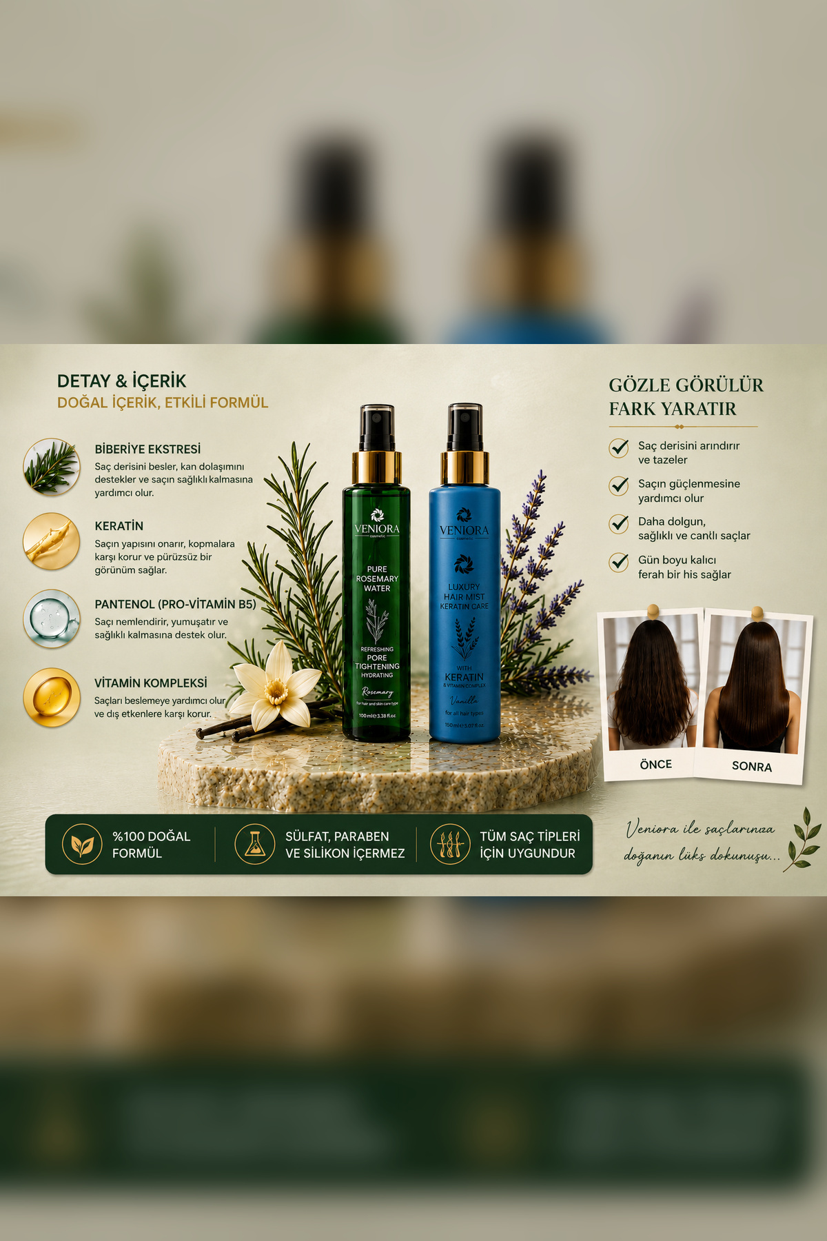 Biberiye Suyu & Keratin Hair Mist Saç Bakım Seti 100 ml + 150 ml — BBRY-HAIR-SET — تصویر 3 از 4