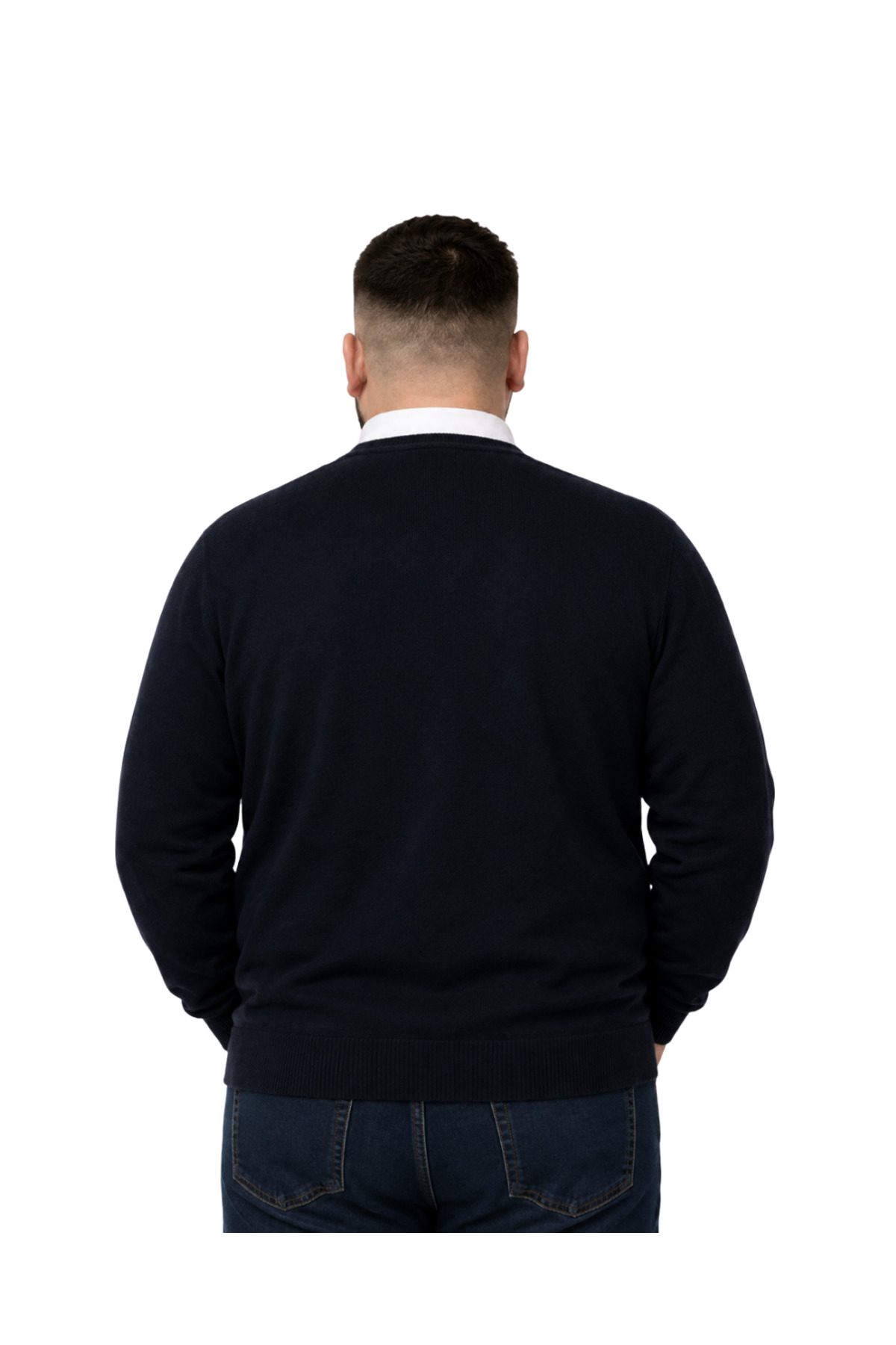 BattalModa Erkek Büyük Beden Lacivert Cepli Düğmeli Triko Hırka 3XL-4XL-5XL-6XL görsel 3