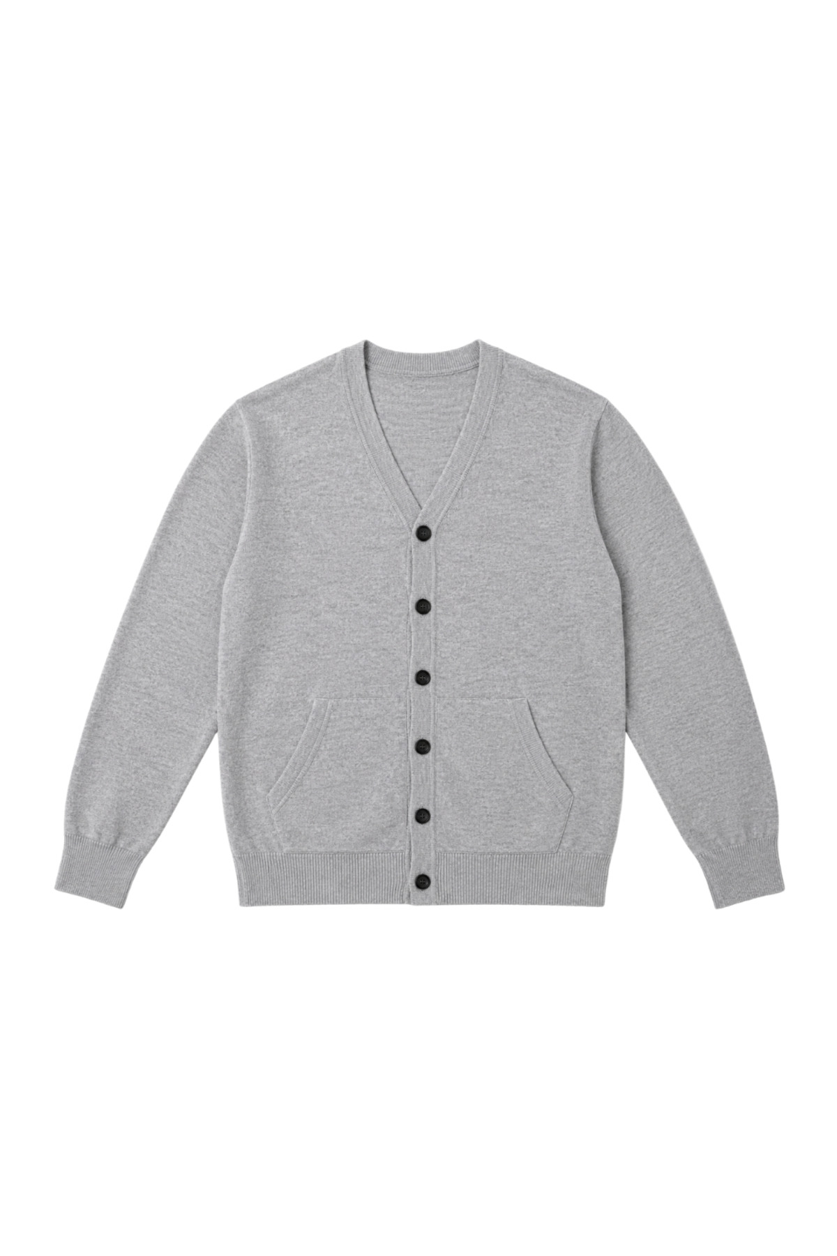 BattalModa Erkek Büyük Beden Gri Cepli Düğmeli Triko Hırka 3XL-4XL-5XL-6XL görsel 4