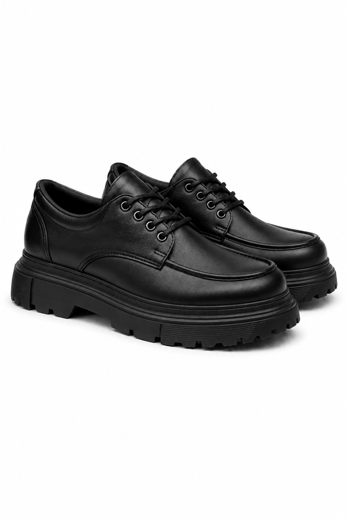 Lucy Shoes YG-13 Erkek Casual Bağcıklı Yüksek Taban Cilt Klasik Ayakkabı CST - Siyah görsel 2
