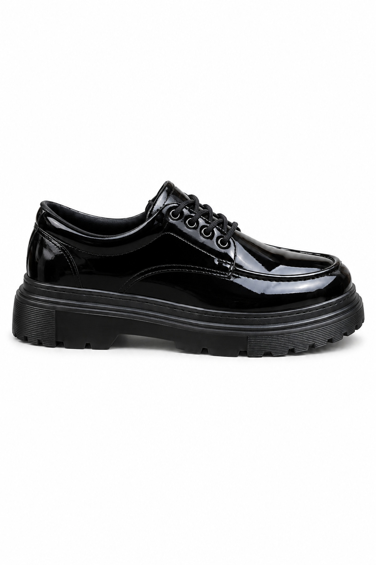 Lucy Shoes YG-13 Erkek Casual Bağcıklı Yüksek Taban Rugan Klasik Ayakkabı RST - Siyah görsel 3