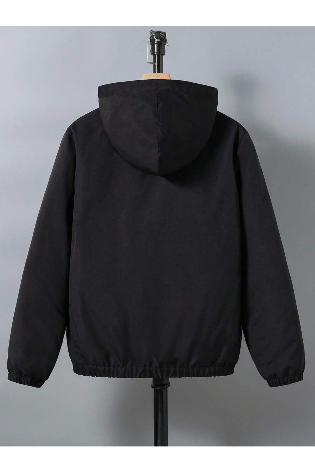 Siyah Atlı Adam Sweatshirt Fermuarlı Hırka - Baskılı Oversize Cepli Kışlık Kapüşonlu — مشکی 241752-MB — تصویر 2 از 2