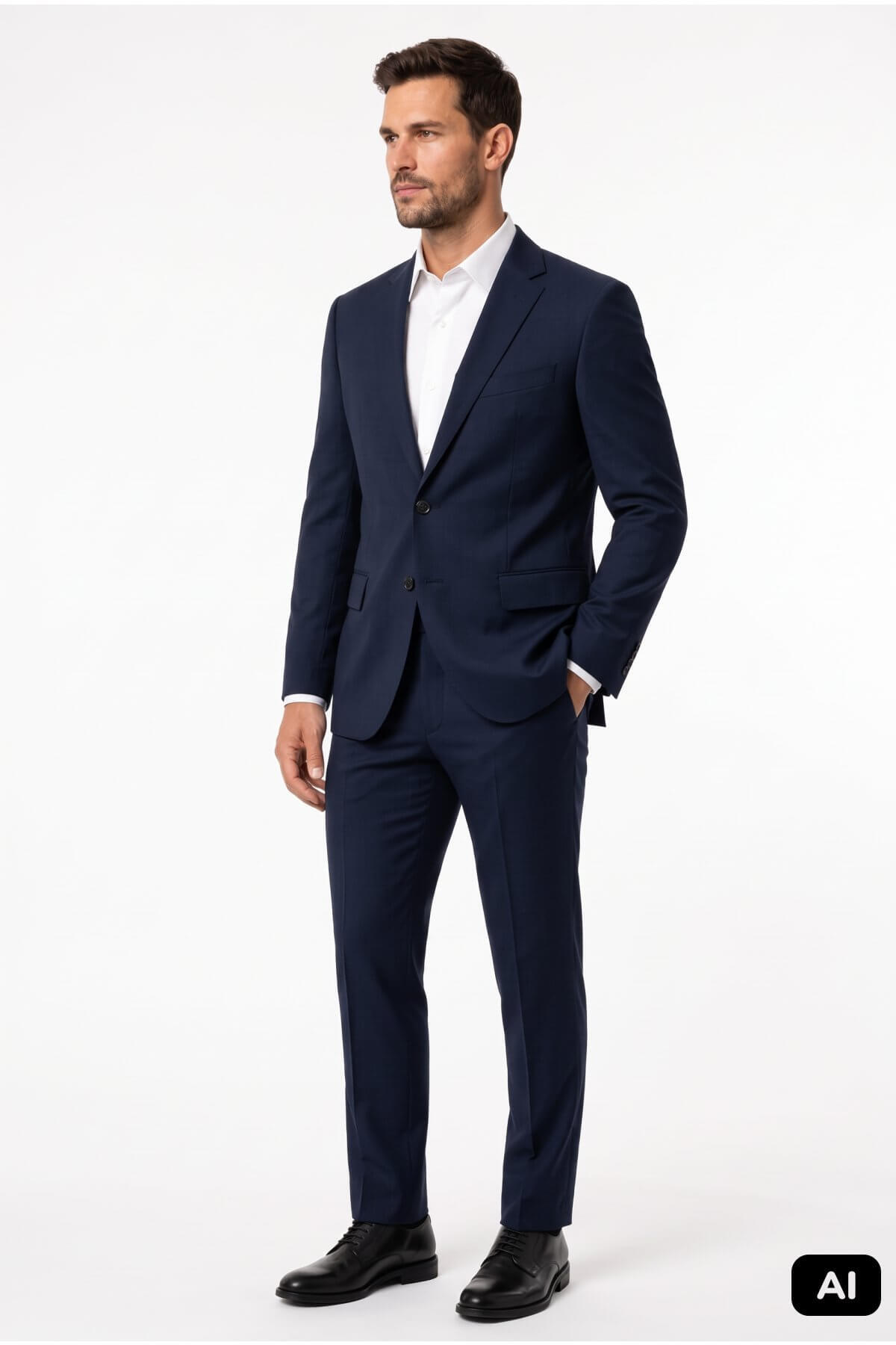İgs Lacivert Slim Fit Dar Kalıp Mono Yaka %86 Yün Ürün görsel 2