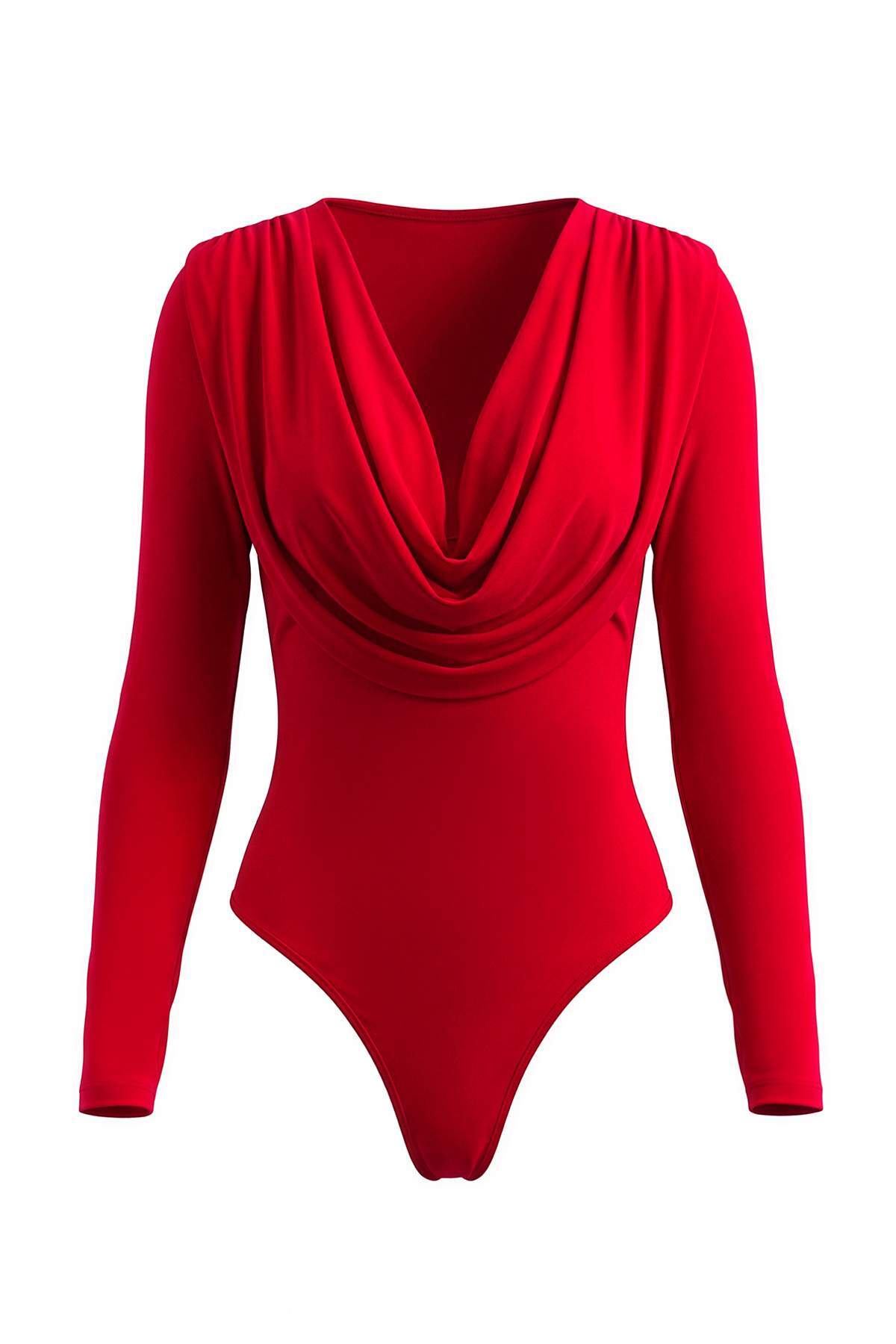 Trendyolmilla Kırmızı Düz Degaje Yaka Uzun Örme Sandy Body TPRAW27BD00009