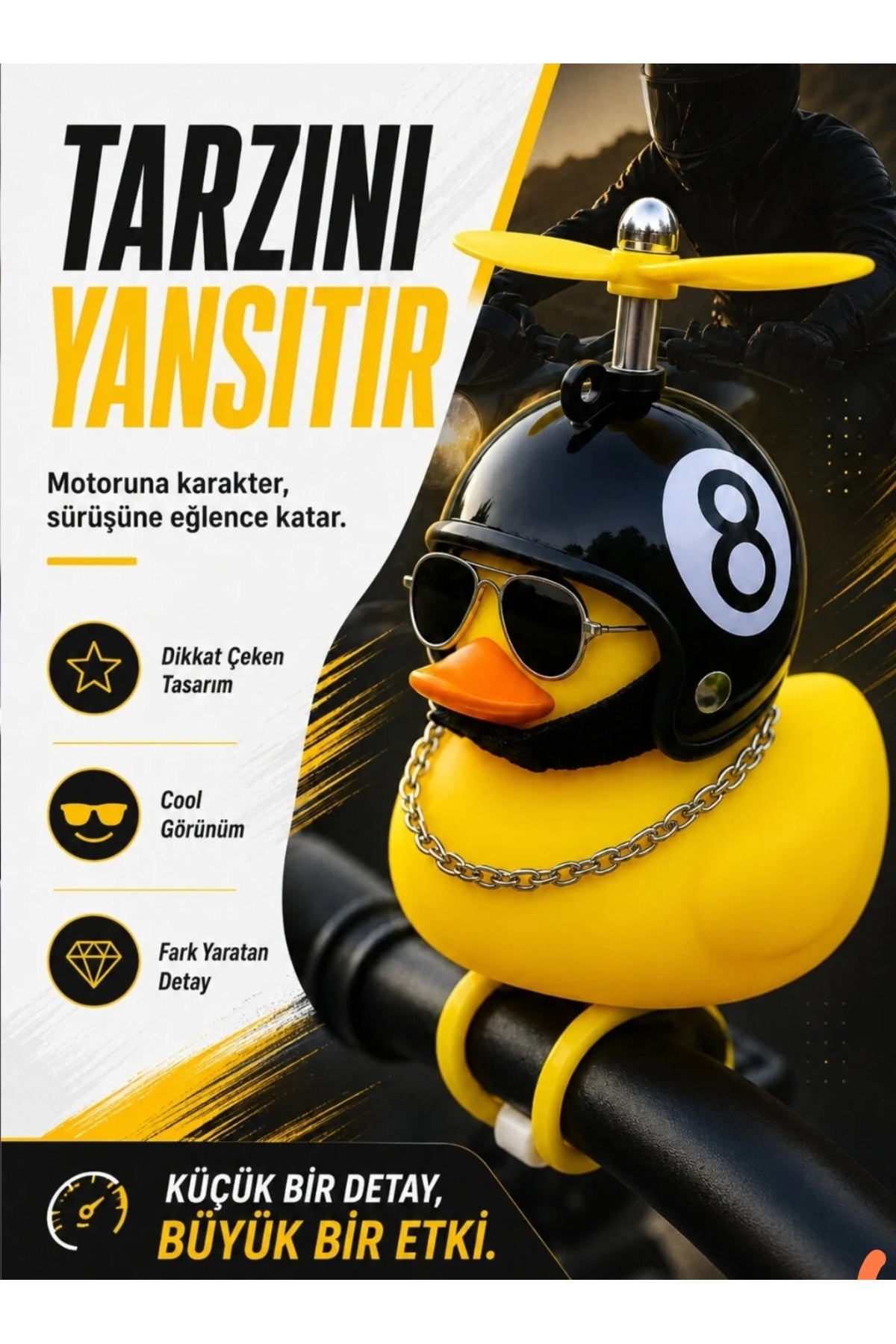 Genel Markalar Işıklı Ördek Sevimli Aksesuarlar Motosiklet Bisiklet Gidon Aparatı