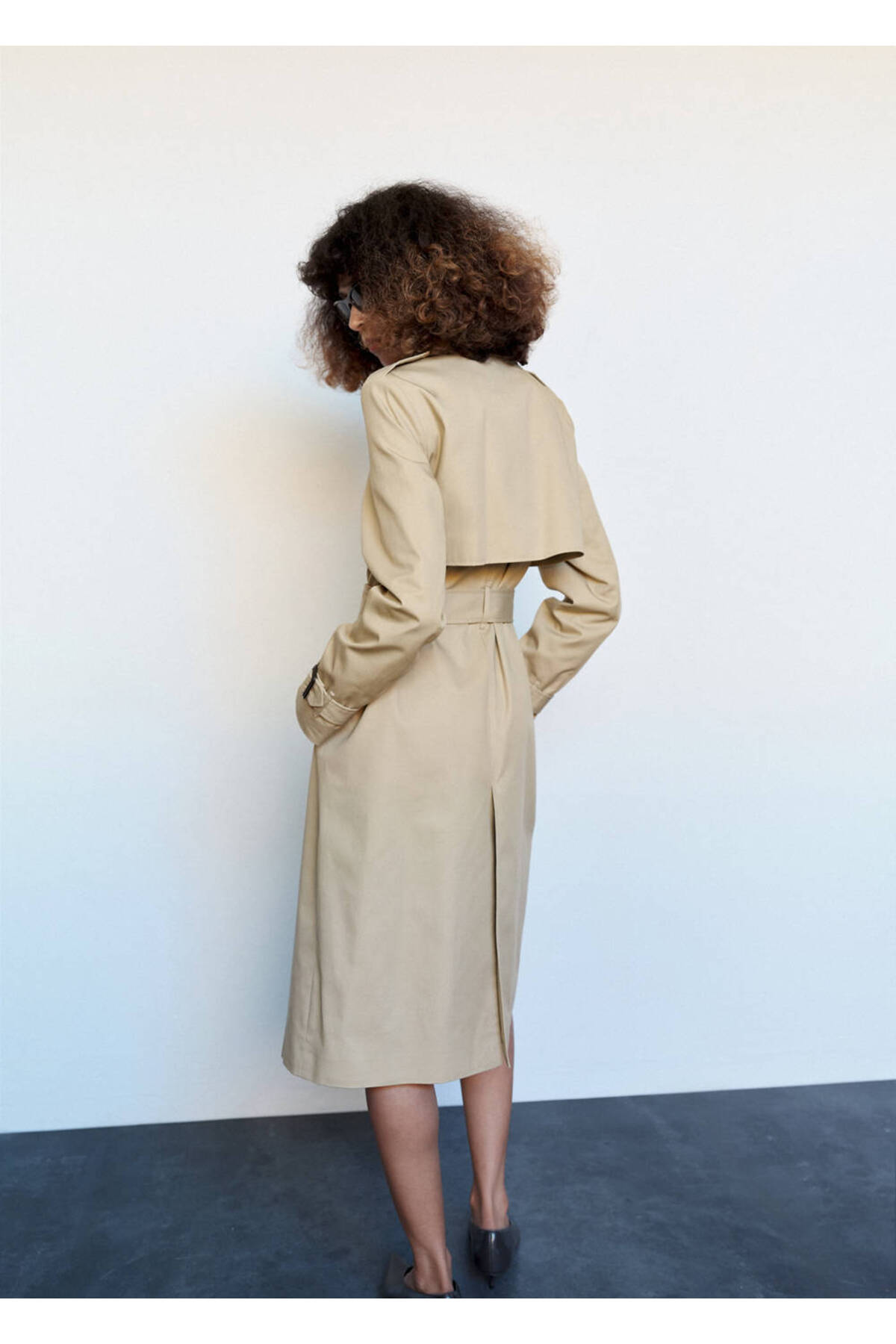 MANGO Woman Trench coat with shirt collar and buckles görsel 4
