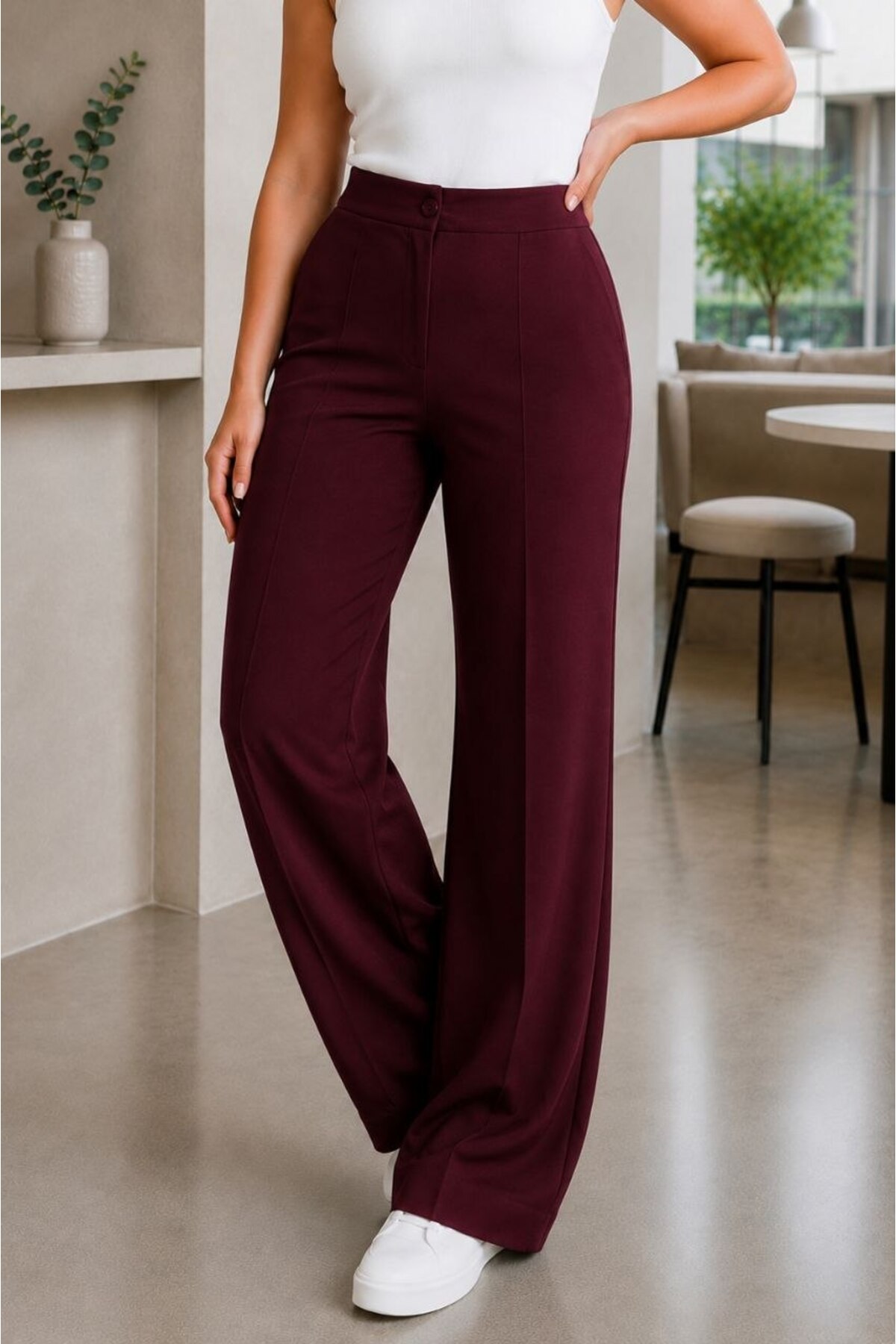 Maison La Femme Kadın Büyük Beden Pantolon Çımalı Palazzo görsel 3