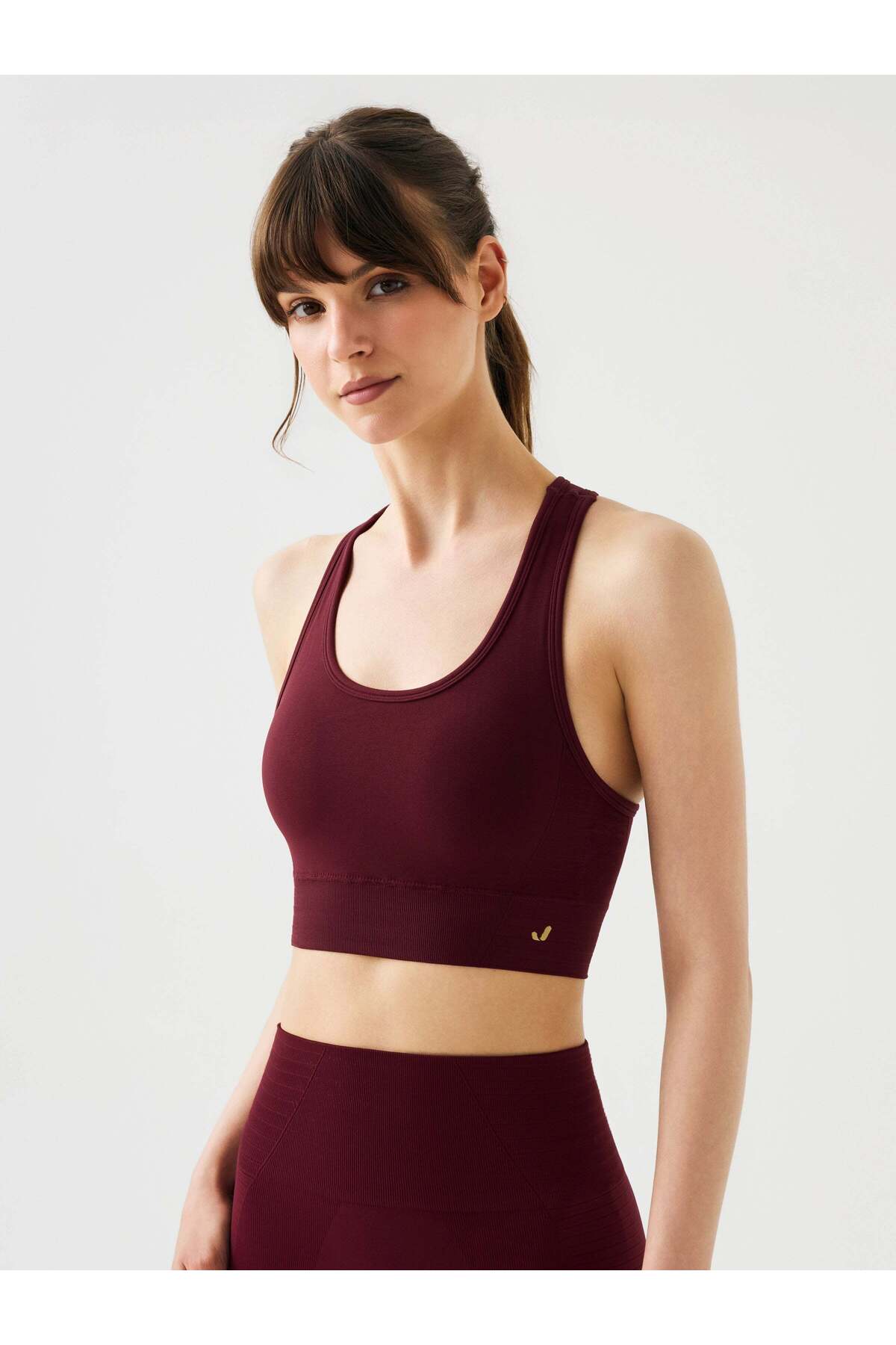 Jerf Gela Çift Katlı Kompress Sport Bra Bordo
