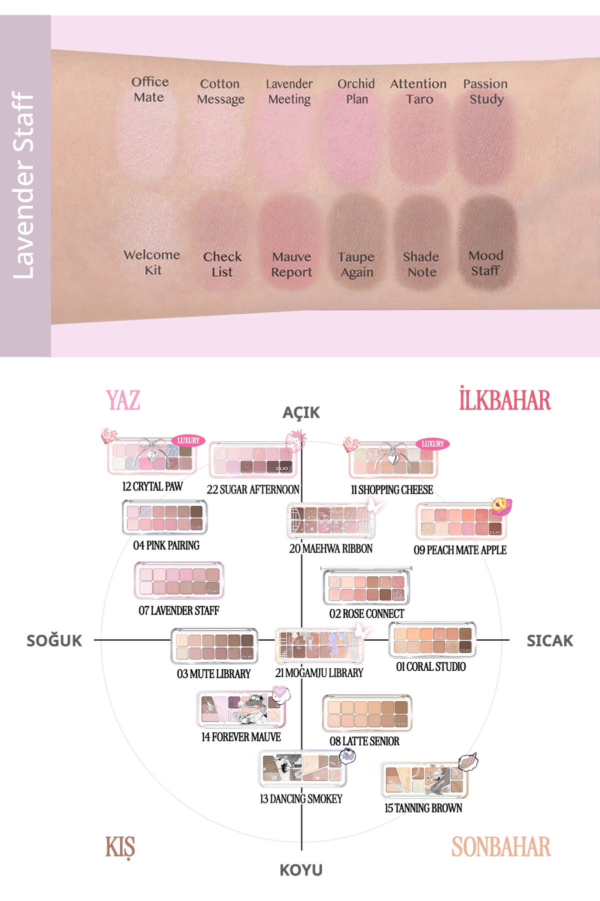 Hafif Dokulu Yoğun Renklere Sahip Göz Farı Paleti CLIO Pro Eye Palette Air (07 Lavender Staff) — رنگارنگ 111121 — تصویر 5 از 9
