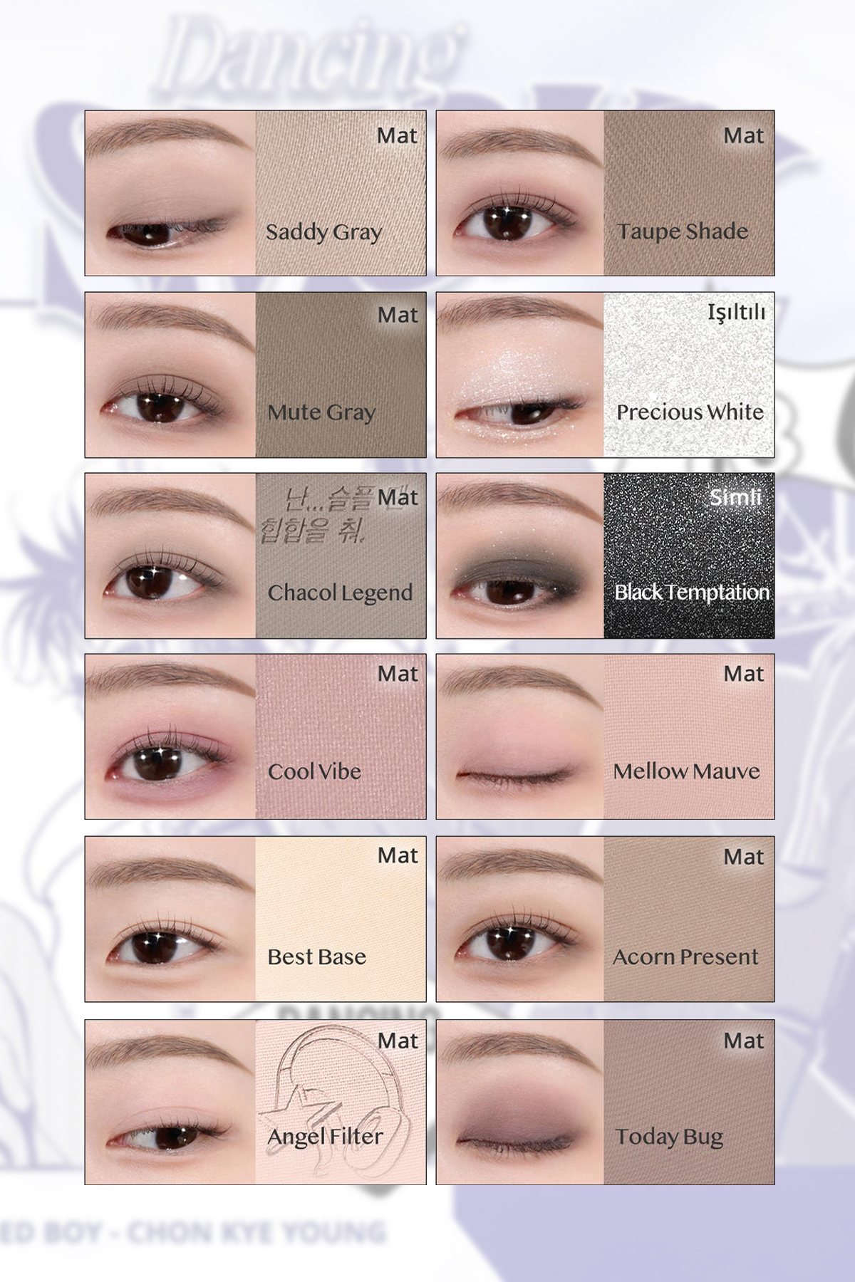 Hafif Dokulu Yoğun Renklere Sahip Göz Farı Paleti CLIO Pro Eye Palette Air (13 Dancing Smoky) — رنگارنگ 111121 — تصویر 4 از 9