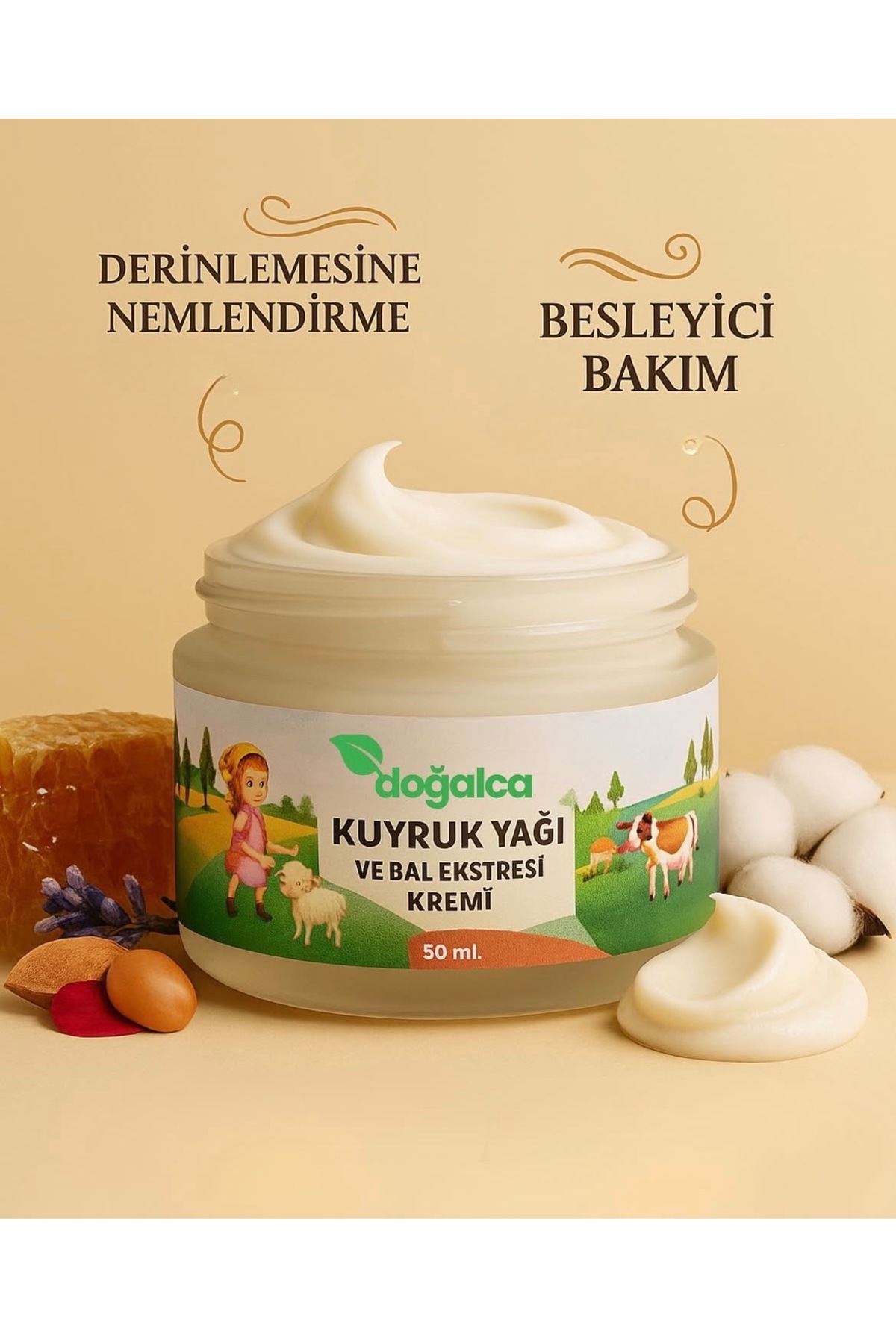 Doğalca Kuyruk Yağlı Bal Ekstresi Kremi-Kırışıklık Karşıtı Cilt Bakım Kremi 50 ml — Krem01