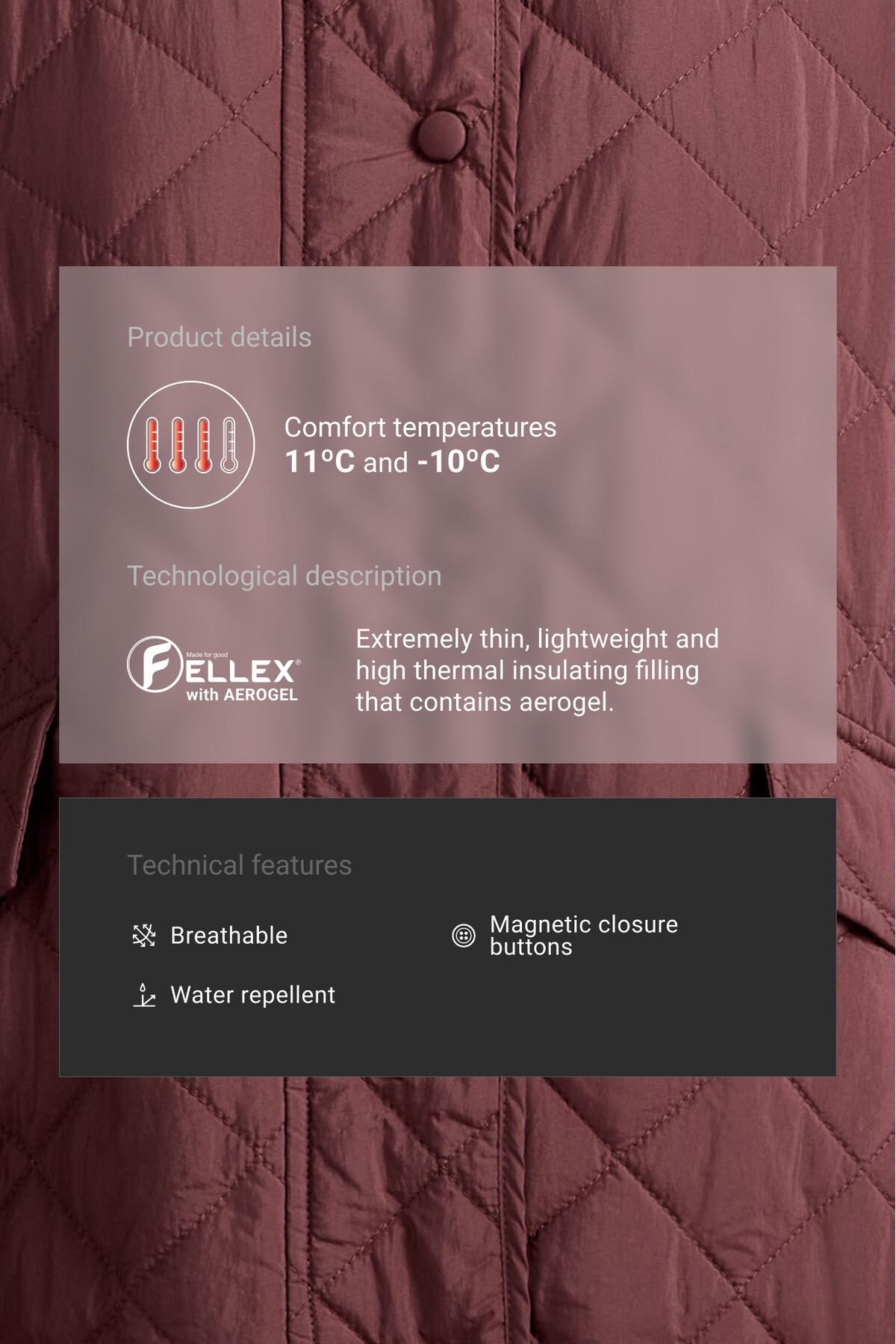 Oysho FELLEX® AEROGEL dolgulu midi ceket görsel 8
