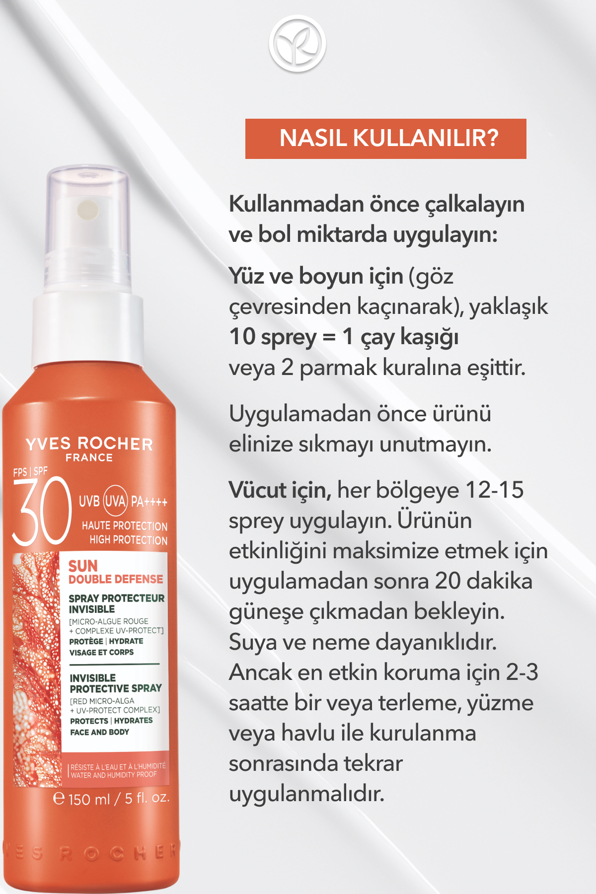 اسپری ضد آفتاب صورت و بدن - SPF 30 / Sun Double Defense - جلبک میکرو قرمز 150ML