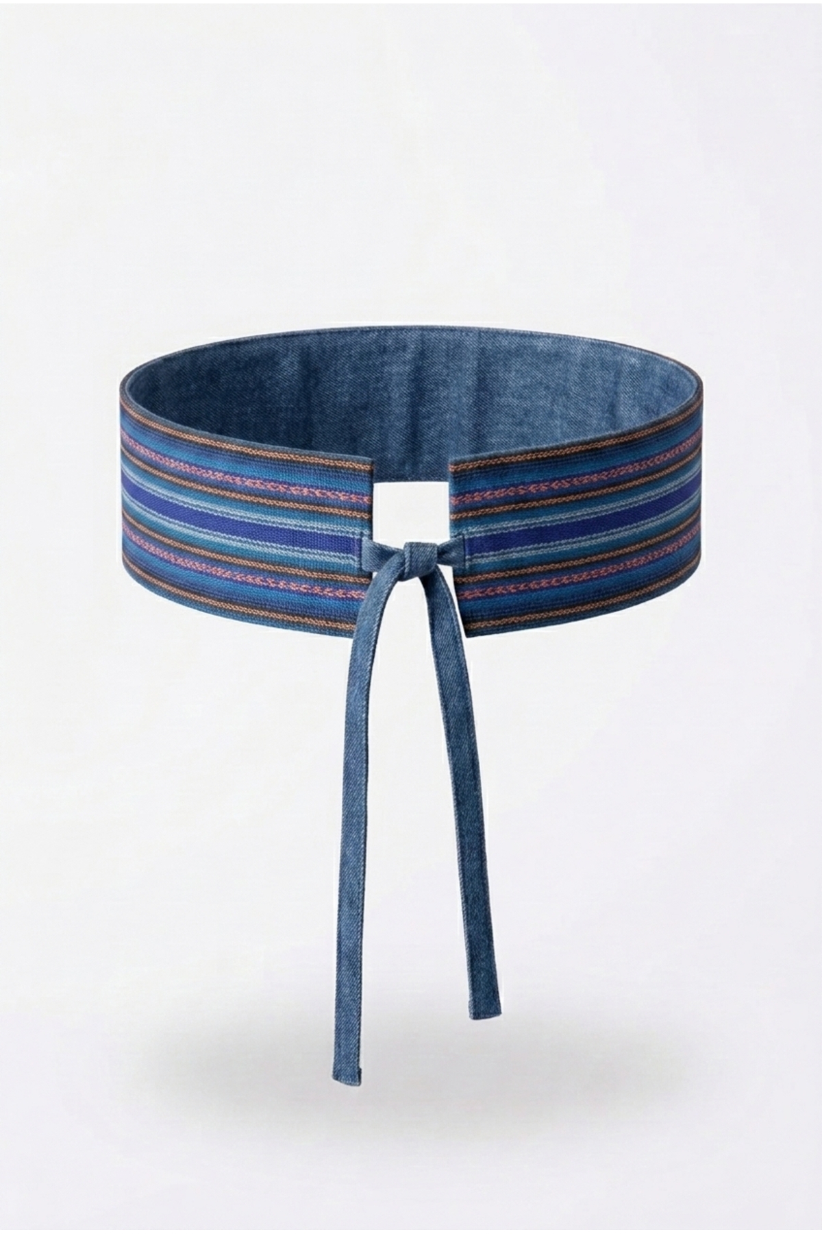 Llicla Reversible Denim Belt, Llama Weave — Turquoise · View 3