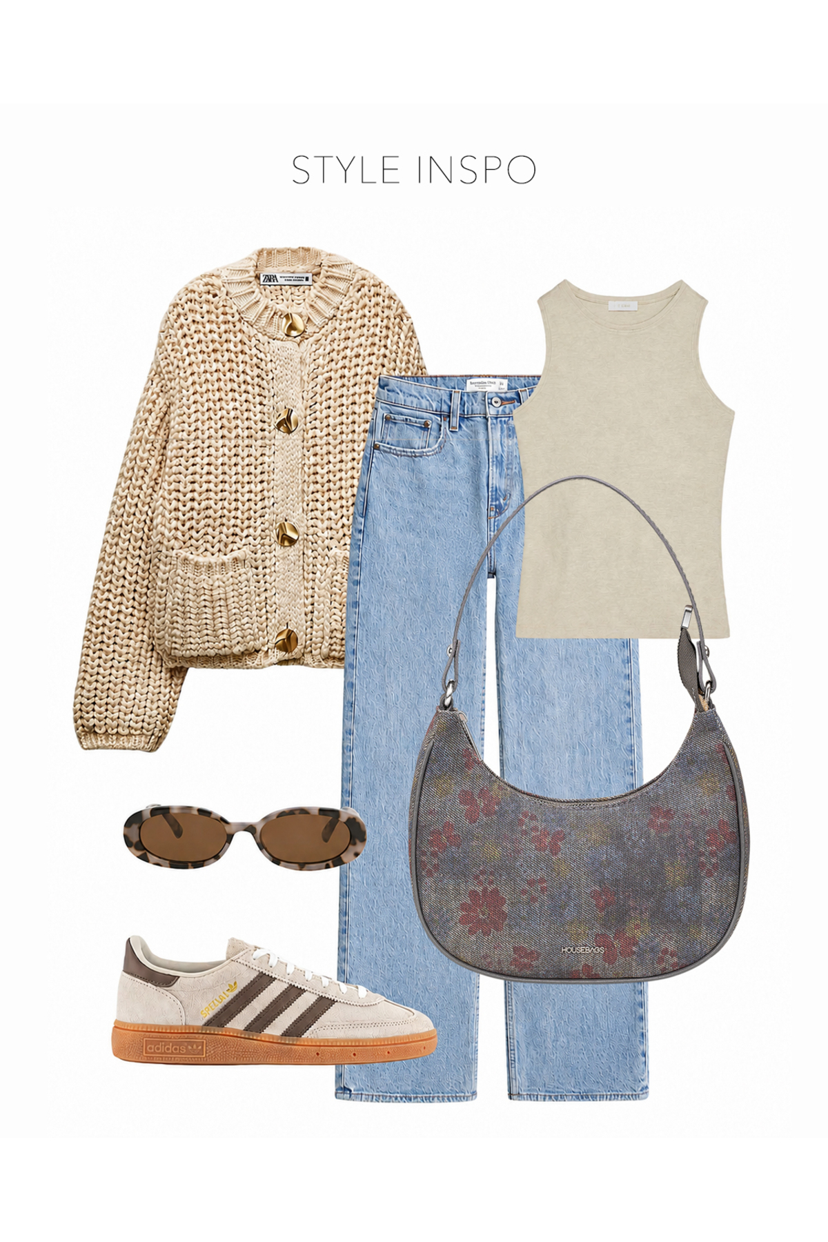Housebags Dumanlı Gri/Smoke Grey Denim Vintage Floral Hobo Kadın Omuz Çantası, Silver Metal Detaylı, Fermuarlı görsel 7