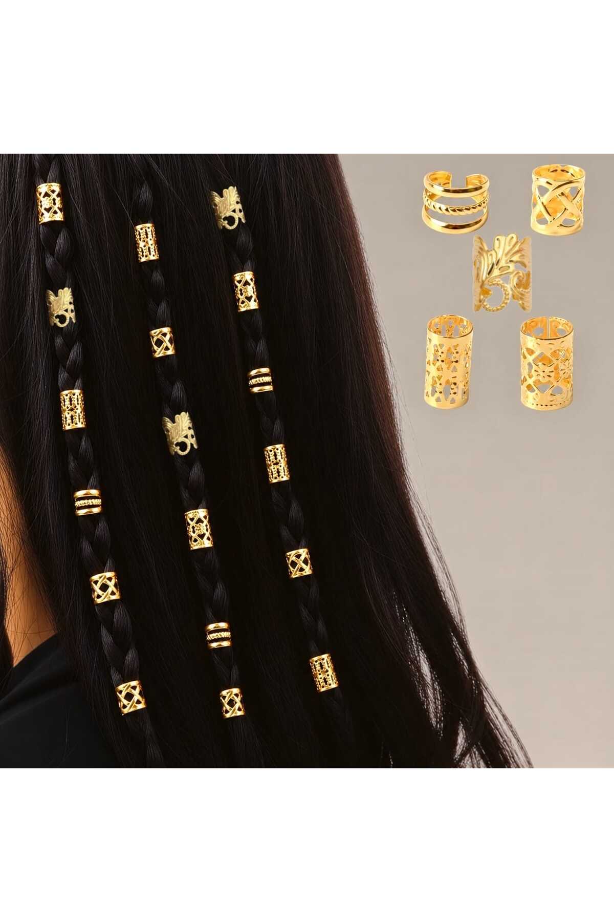 Bacoss Bohem Saç Halkası-Saç Küpesi Prenses model 10 'lu Hair Charms (BC-1226 )