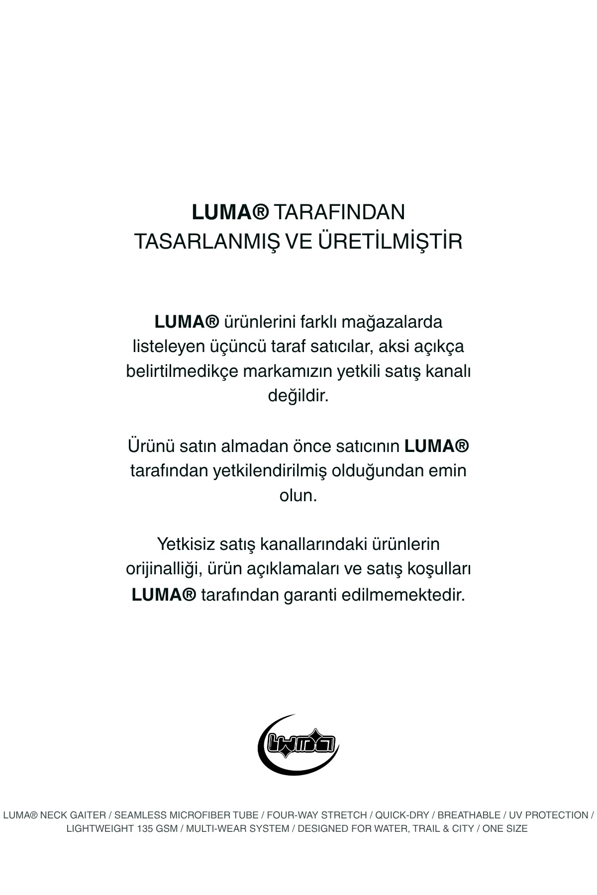 luma Siyah Desensiz Unisex Basic Buff Boyunluk, Bandana, Baf. Maske, Saç Bandı, Motosiklet & Outdoor görsel 5