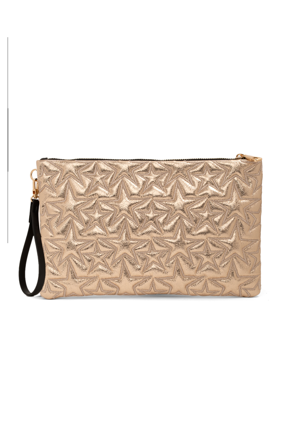 Ecrou Yıldız Desenli Gold Parlak Portföy & Clutch Çanta Çıkarılabilir Bileklik Askılı 30 × 19 cm görsel 5