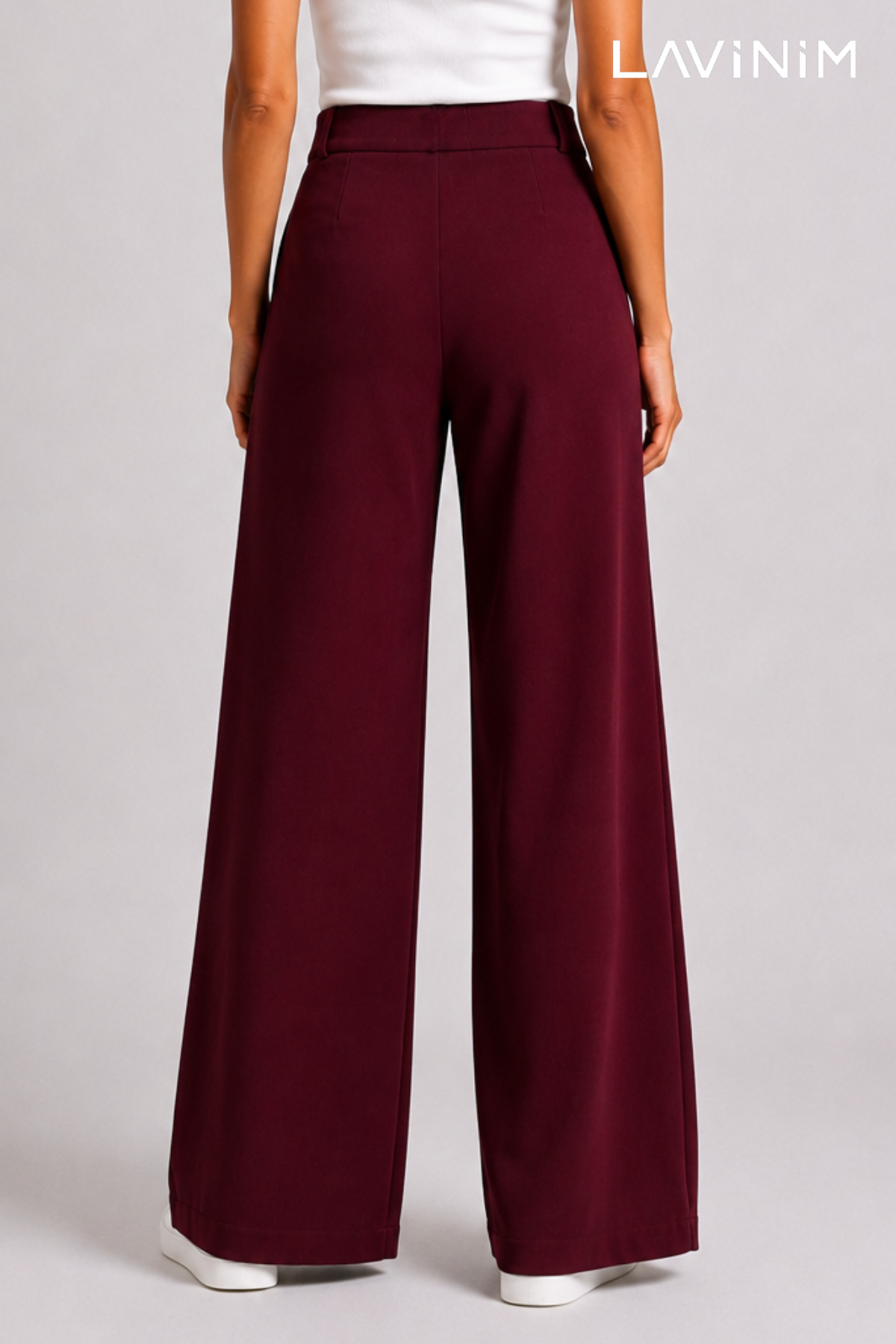 LAVİNİM Palazzo Oversize Orjinal Kesim Bordo Kadın Pantolon görsel 7