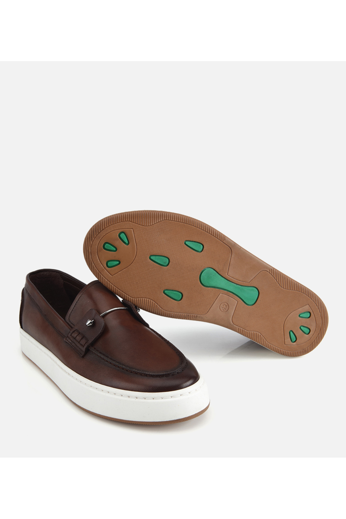 Hotiç Erkek Deri Kahverengi Metal Detaylı Günlük Loafer görsel 6