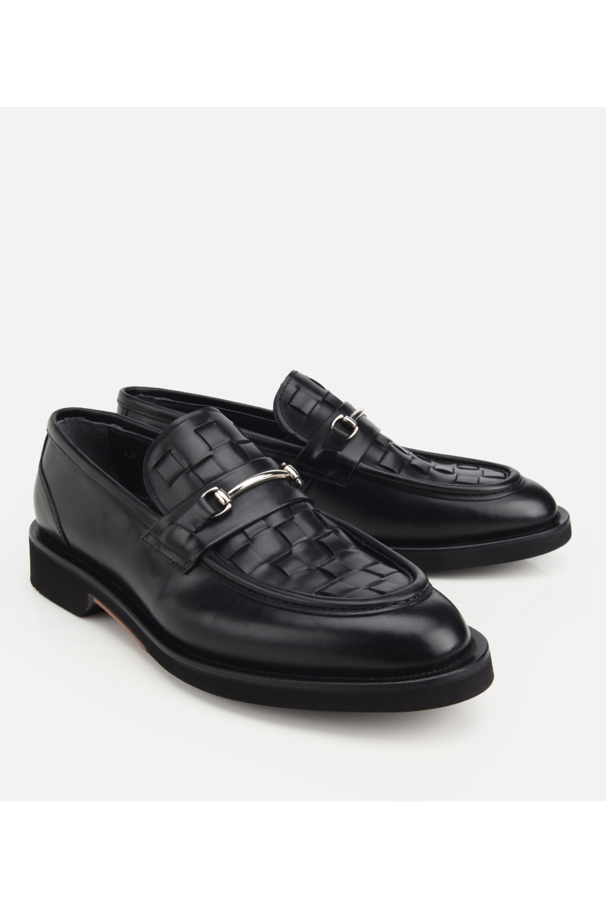 Hotiç Erkek Deri Siyah Örme Metal Detaylı Klasik Loafer görsel 2