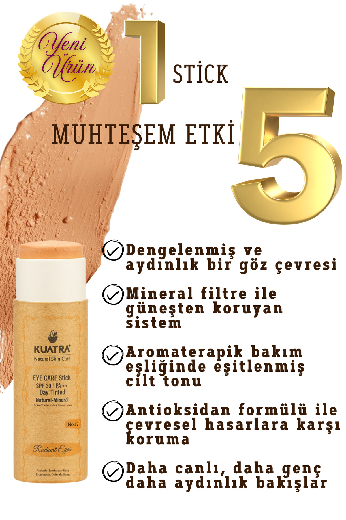 کرم دور چشم رادیانت آیز شماره ۱۷ با SPF 30+ / PA++++، محافظ معدنی و اصلاح کننده رنگ — تصویر 5 از 8
