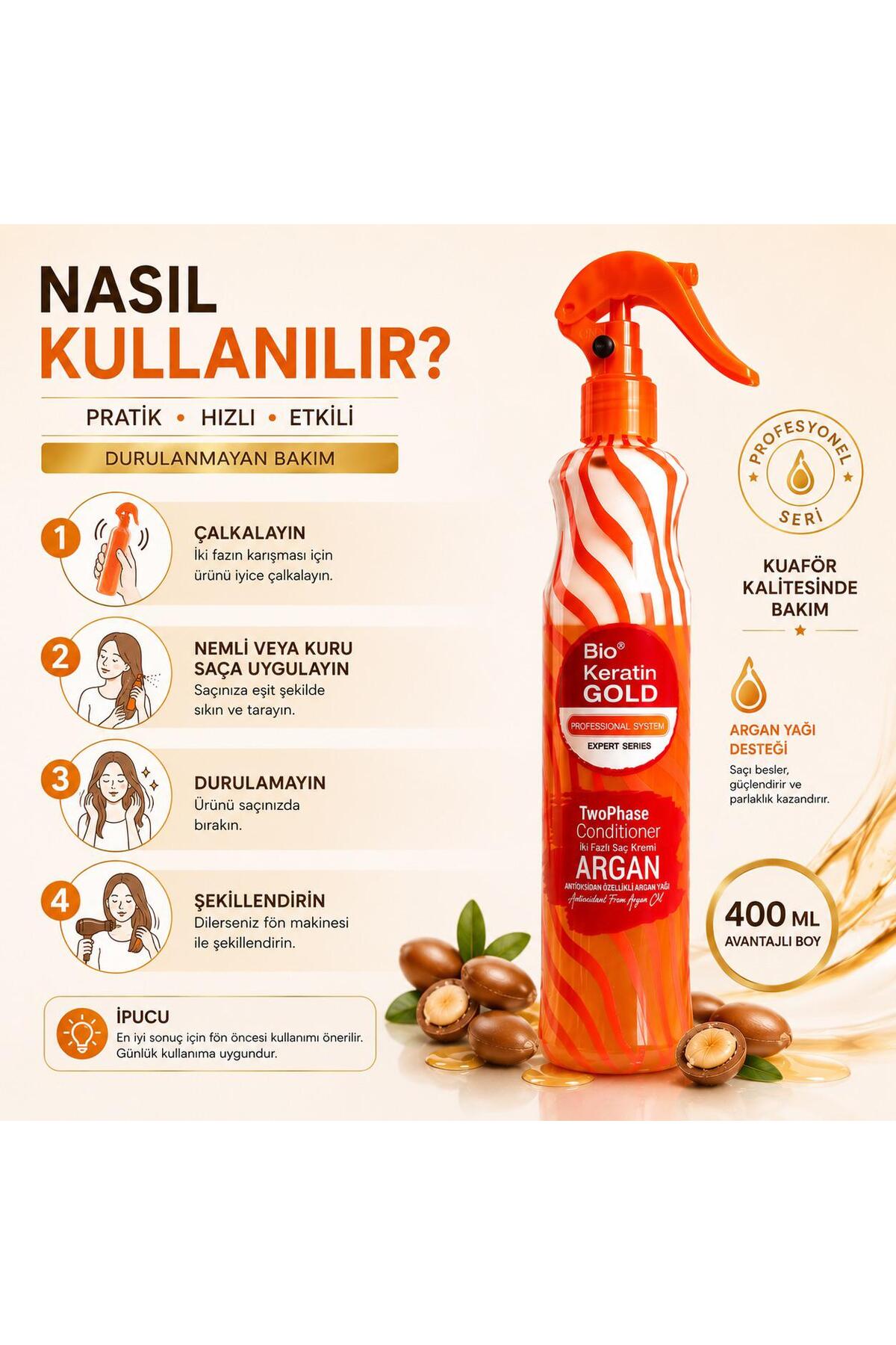 Arganlı Çift Fazlı Fön Suyu 400 Ml — A029 — تصویر 4 از 6