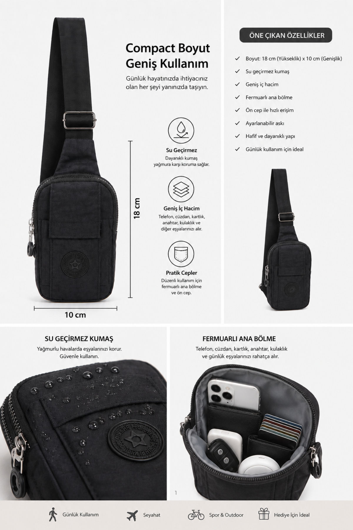 NEWISH POLO ACCESSORIES Yuppy Club Telefon Bölmeli Bel Çapraz Omuz Çanta Göğüs Günlük Bodybag görsel 2