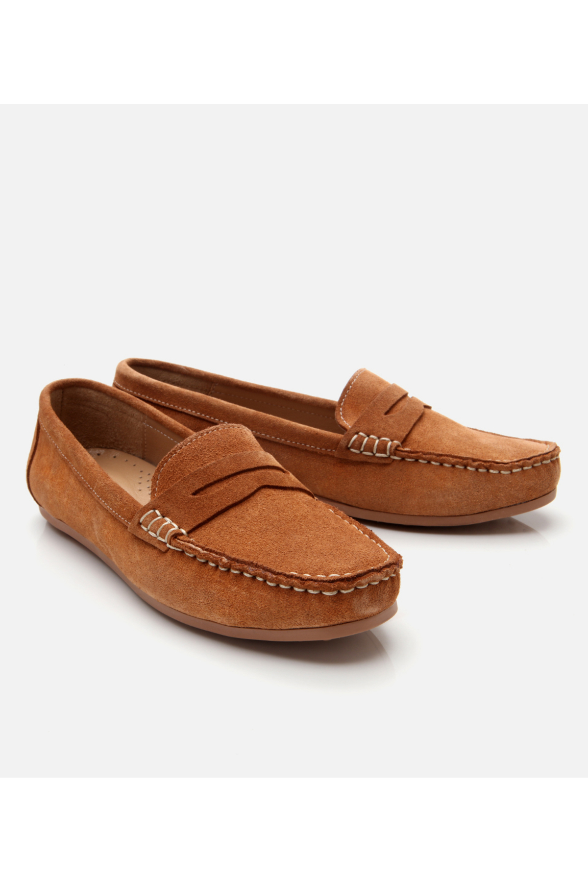 Hotiç Kadın Süet Deri Taba Günlük Loafer görsel 2