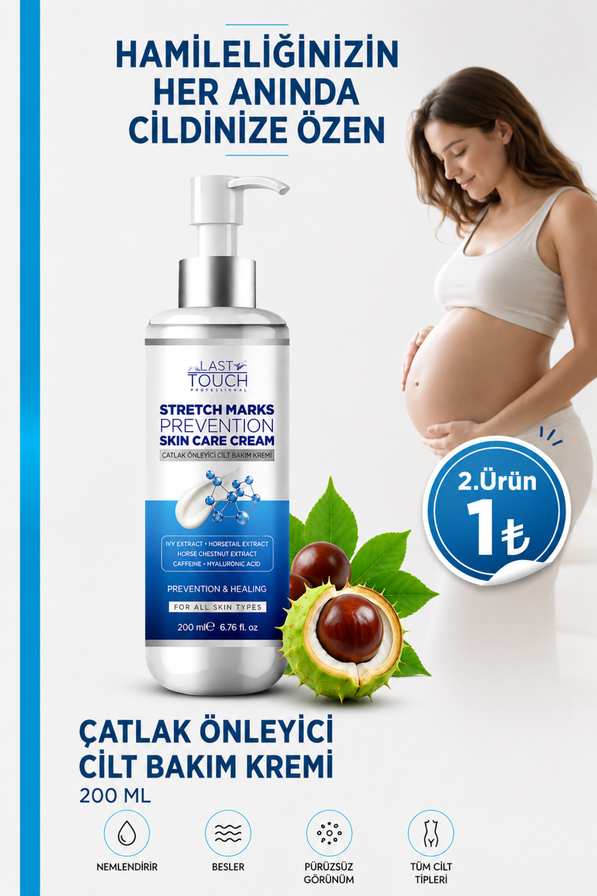 LAST TOUCH Çatlak Önleyici Cilt Bakım Kremi ( Hamilelik-Sporcu Çatlakları-Hızlı Kilo Alıp Verme ) 200 ML — ÇK25122
