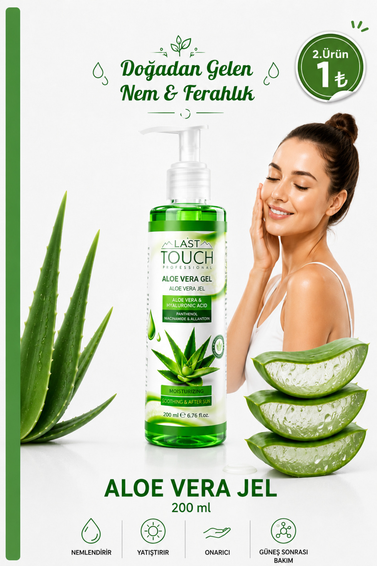 LAST TOUCH Aloe Vera Jel Güneş Sonrası Bakım, Nemlendirici, Ferahlatıcı, Yatıştırıcı 200 ml — AV25102