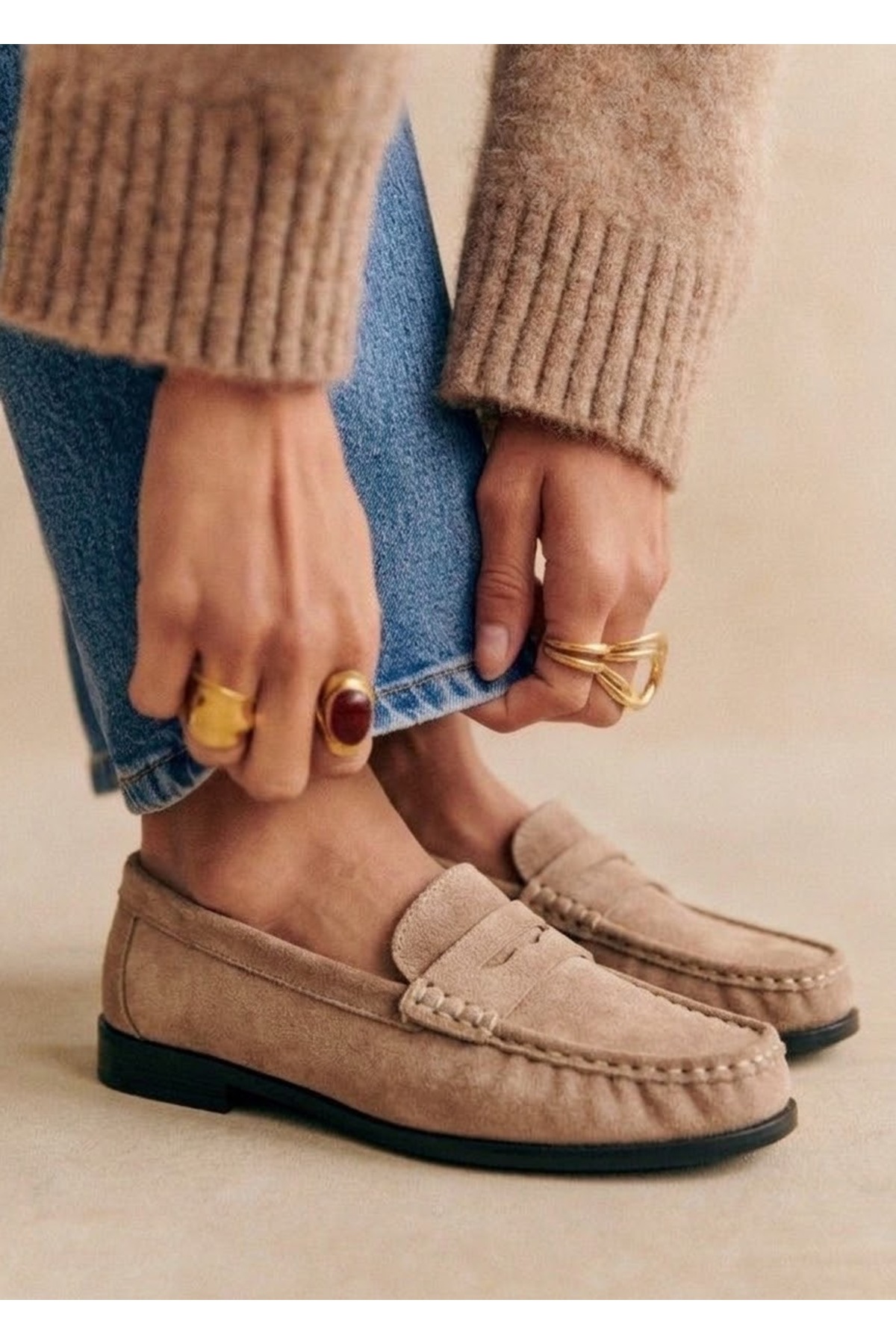 guijarro Kadın Vizon Hakiki Süet Loafer Casual Günlük Ayakkabı