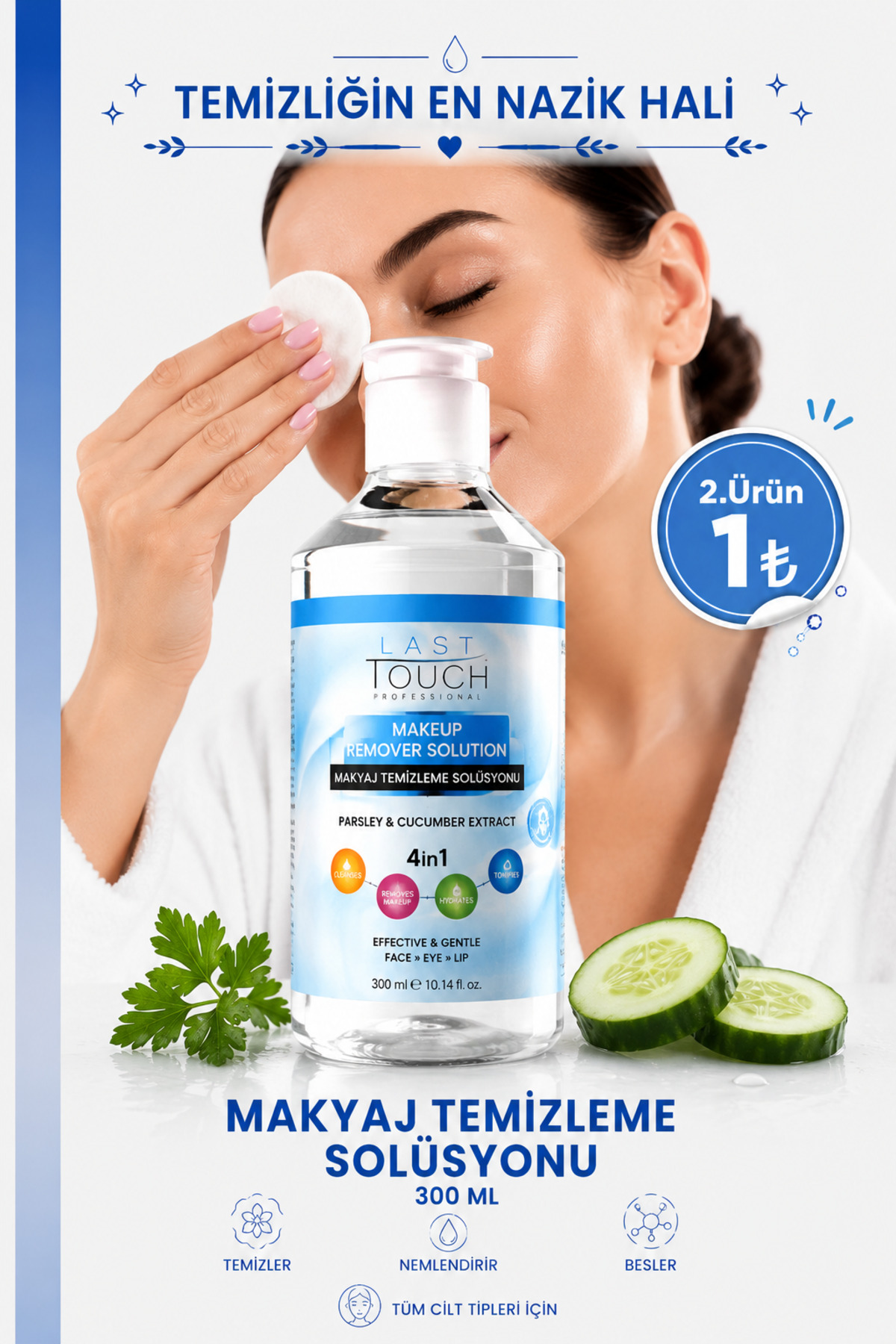 LAST TOUCH Maydanoz Ve Salatalık Özlü Makyaj Temizleyici Yüz, Göz, Dudak Için 300 ml — MTS25106