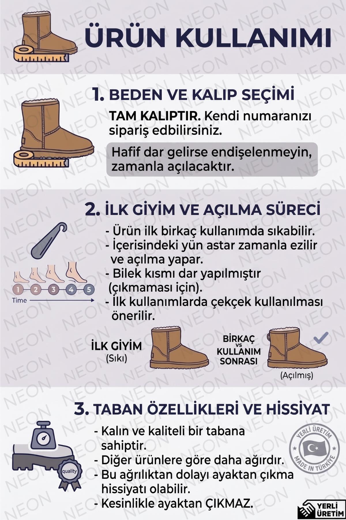 Neon Shoes Kadın Süet Içi Tüylü Yüksek Kalın Taban Kışlık Dışarı Bot & Bootie görsel 5
