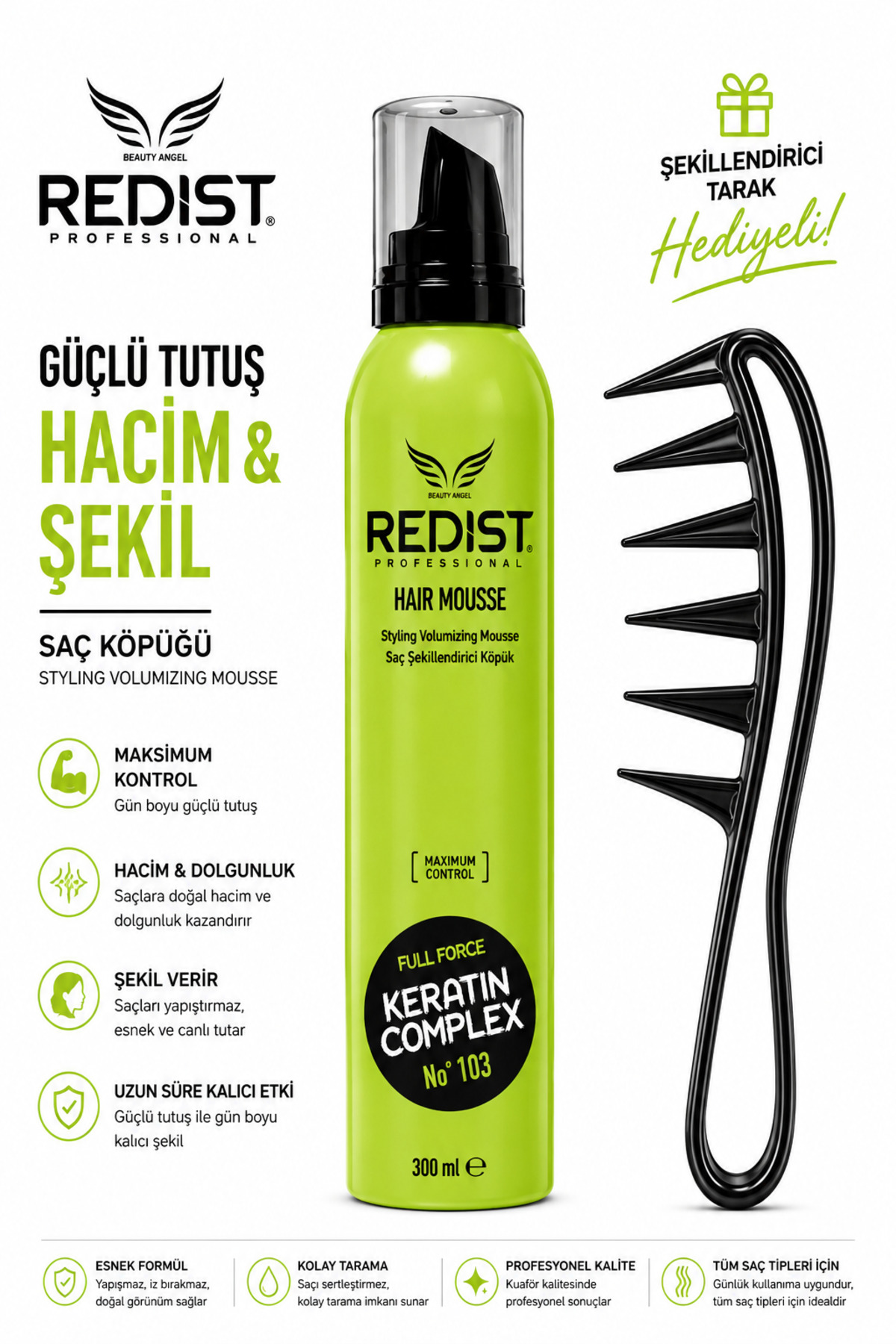 Redist Keratin Saç Köpüğü 300 ML | Profesyonel Hacim, Bakımlı Görünüm ve Gün Boyu Kalıcı Şekil — SAÇKÖPÜĞÜ-KERATİN300ML