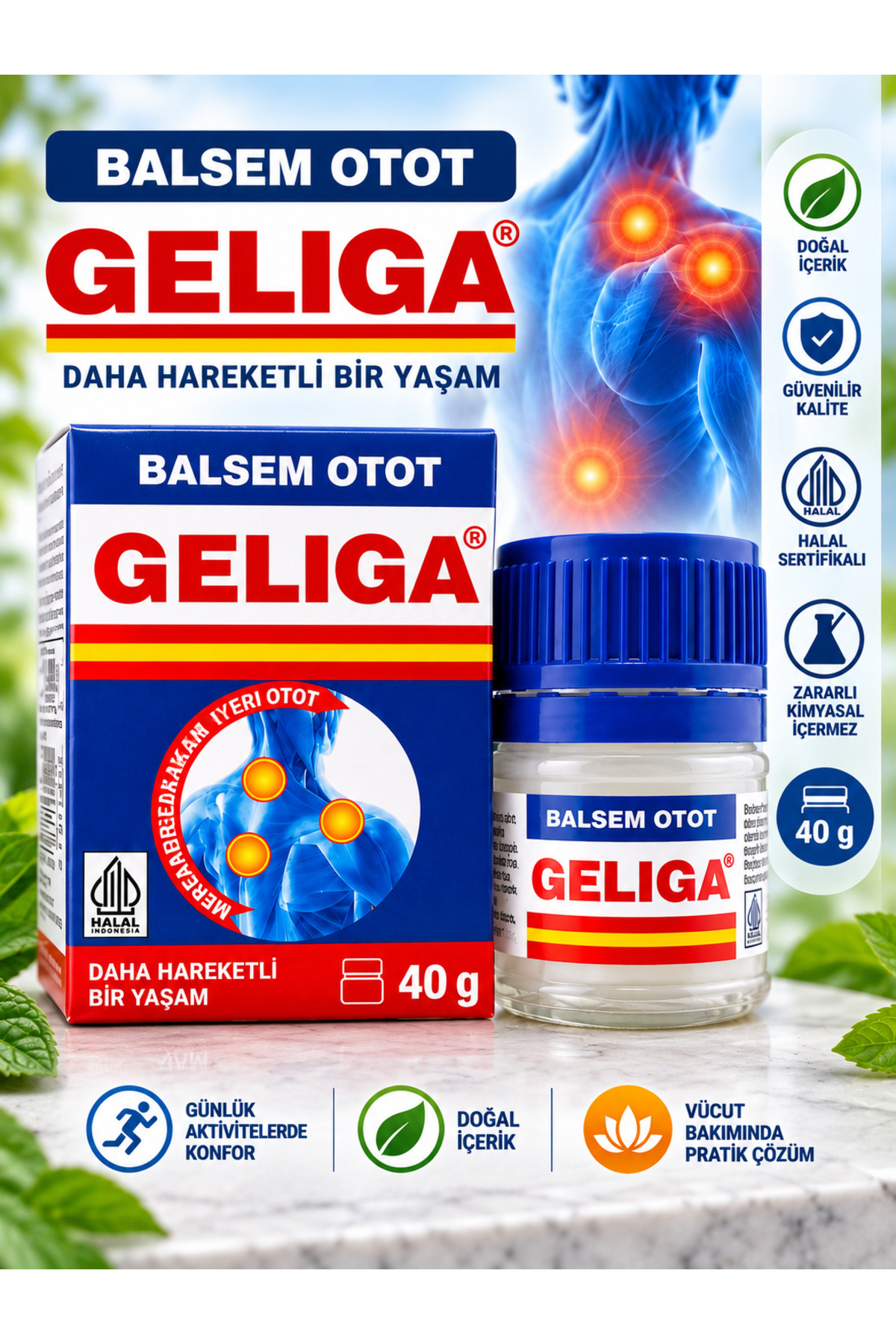 GELIGA Masaj kremi, Rahatlatıcı Masaj Balmı 40 g - Bel, Boyun ve Eklem Kas Mentol ve Okaliptüs Gevşetici Etkili Bakım Balm — 15
