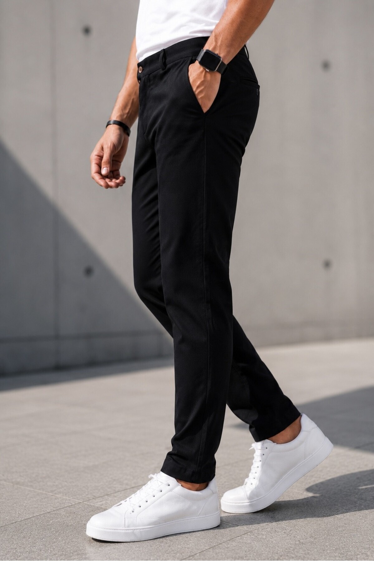 Gussi Erkek Siyah Renk Kaliteli Esnek Likralı Slim Fit Kumaş Pantolon görsel 4