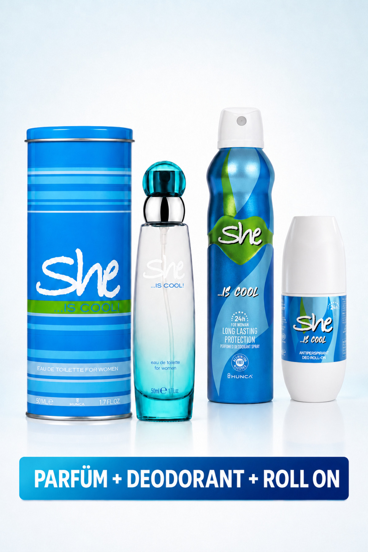 Is Cool Kadın Parfüm Edt 50 Ml +deodorant 150 ml + Roll-on 50 ml — Cool 3lü Set — تصویر 2 از 3