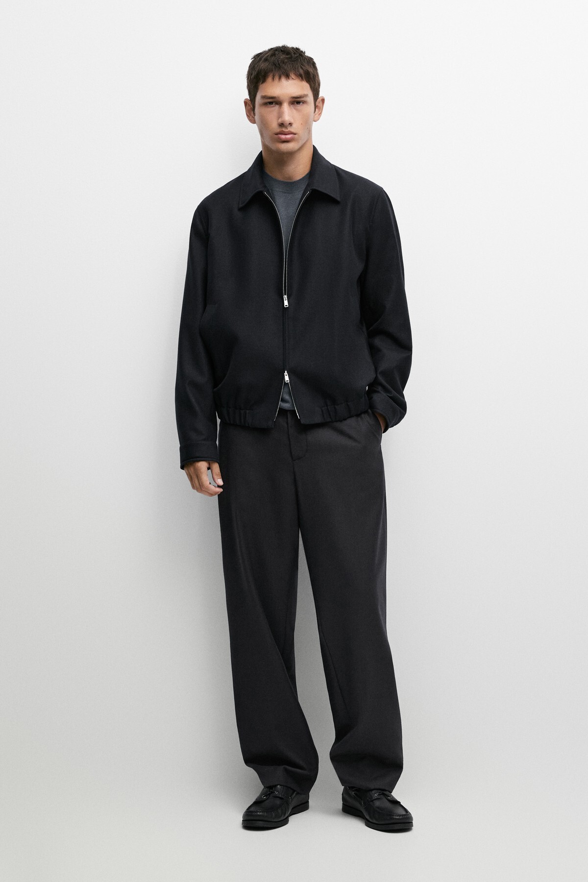 Süet %100 yün bomber ceket total look