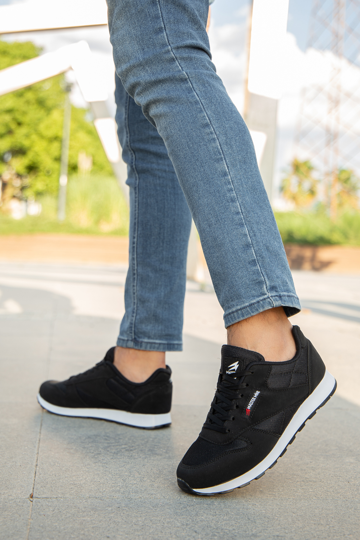 BOUIS Erkek Siyah Bağcıklı Günlük Konforlu Dayanıklı Rahat Hafif Yumuşak Taban Sneaker Spor Ayakkabı görsel 6