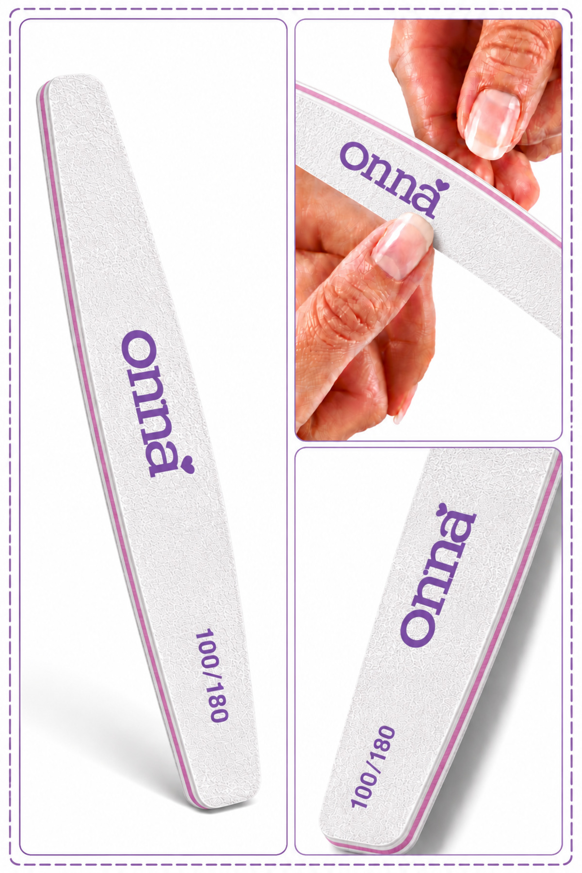 ONNA PROFESSIONAL Tırnak Bakım Törpüsü 100-180 Straight Nail File. Kalıcı Oje Protez Tırnak — خاکستری ONNA-OPPİİ